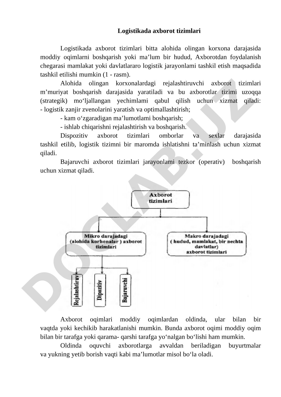Logistikada axborot tizimlari