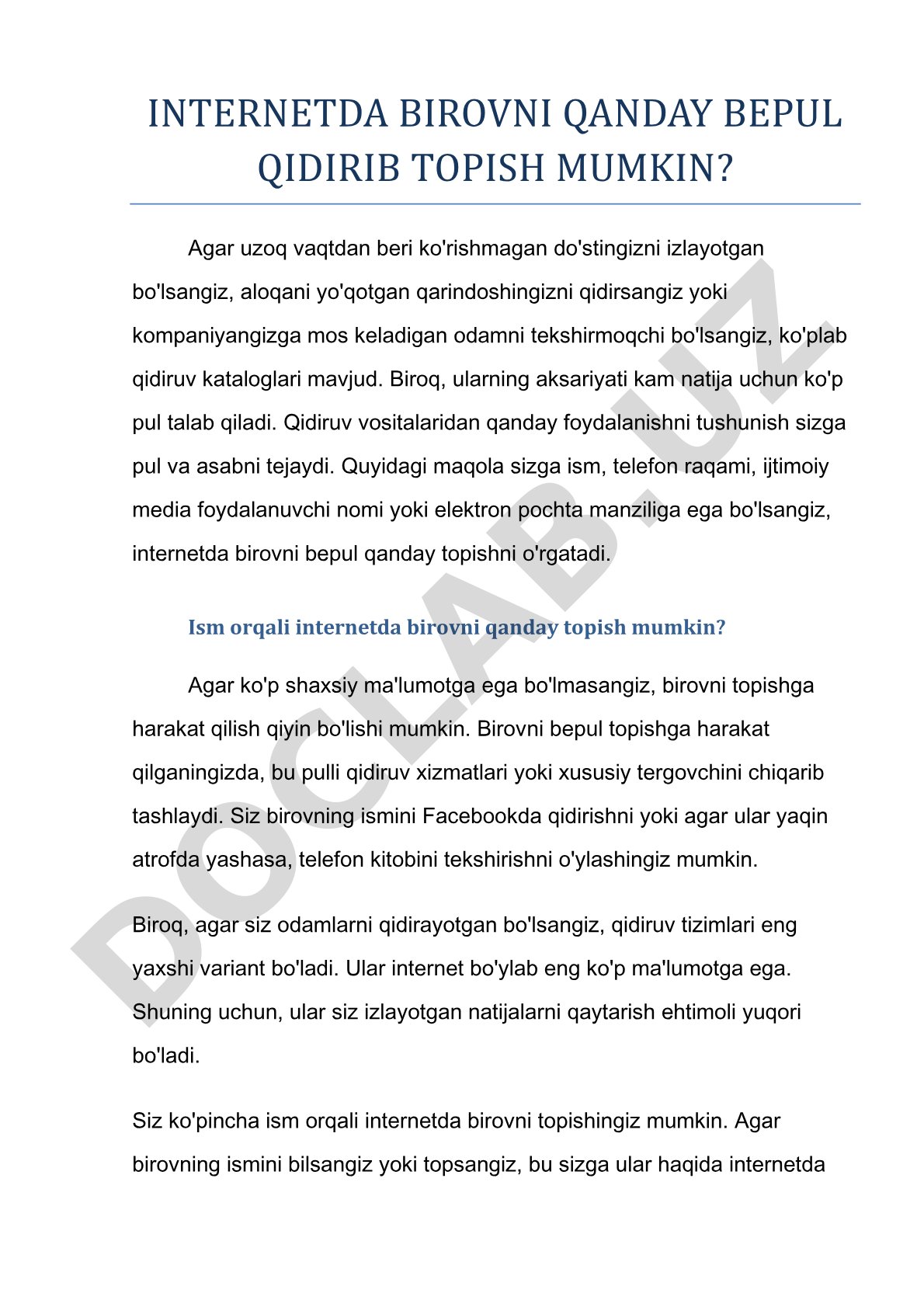 Internetda birovni bepul qidirib topish usullari