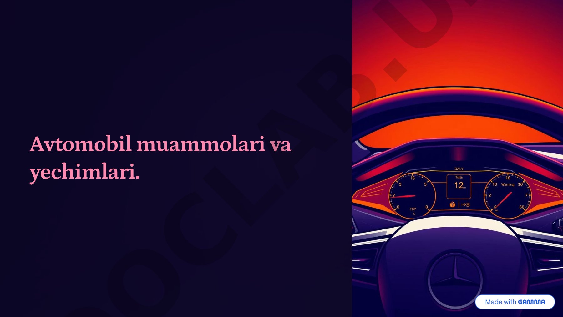 Avtomobil muammolari va yechimlari