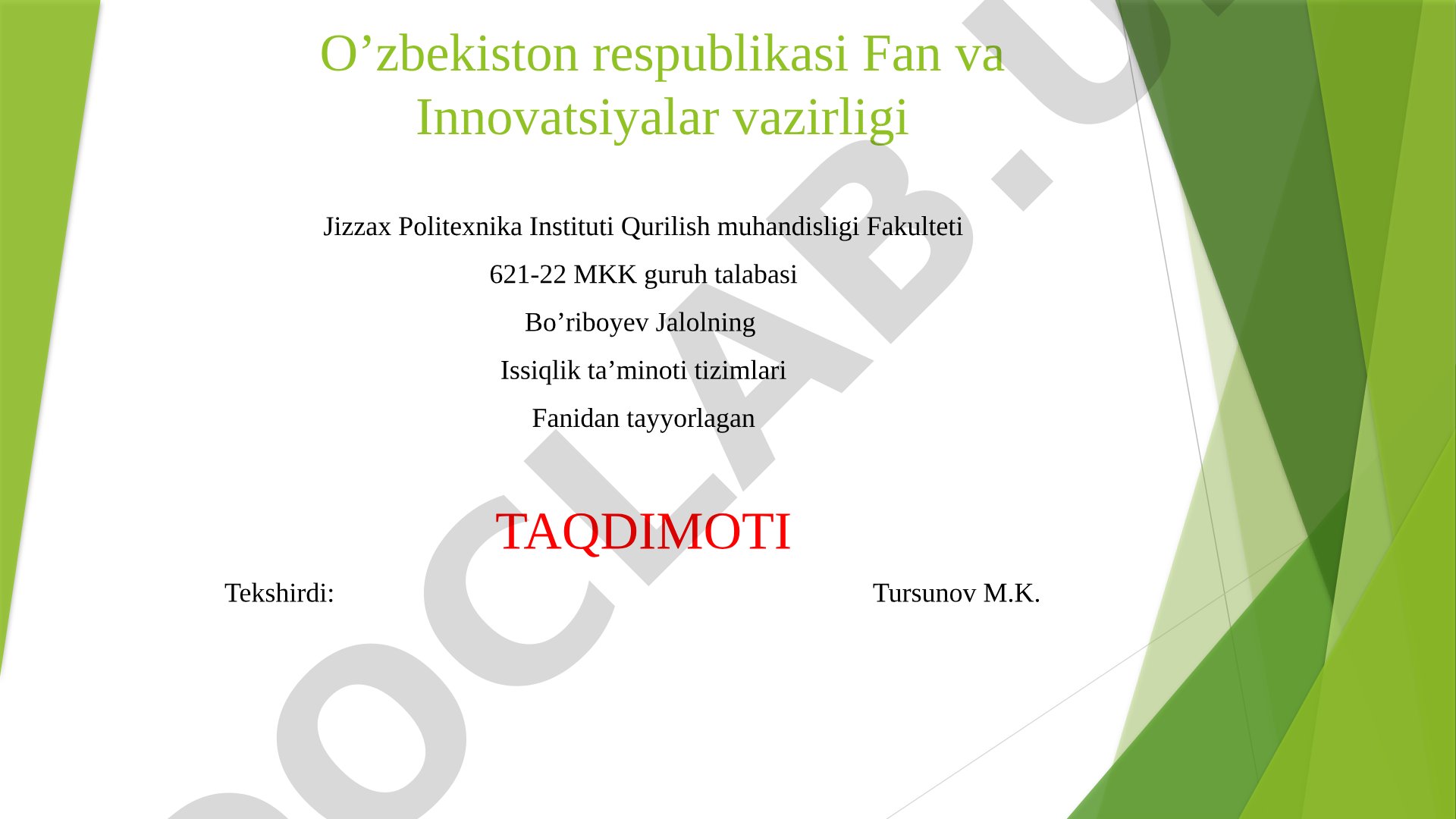 Issiqlik ta’minotining afzalligi va kamchiliklari