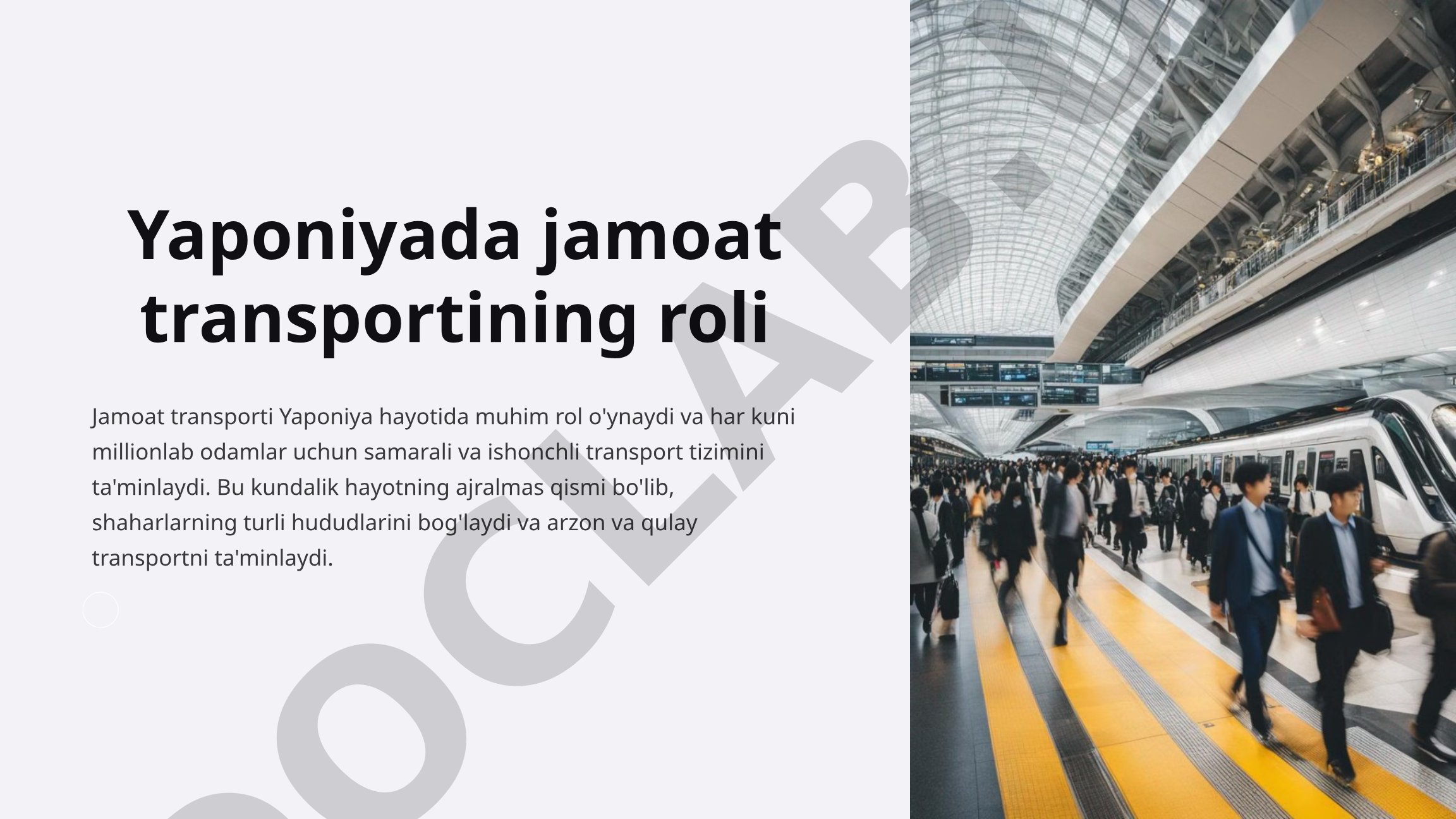 Yaponiyada jamoat transportining roli