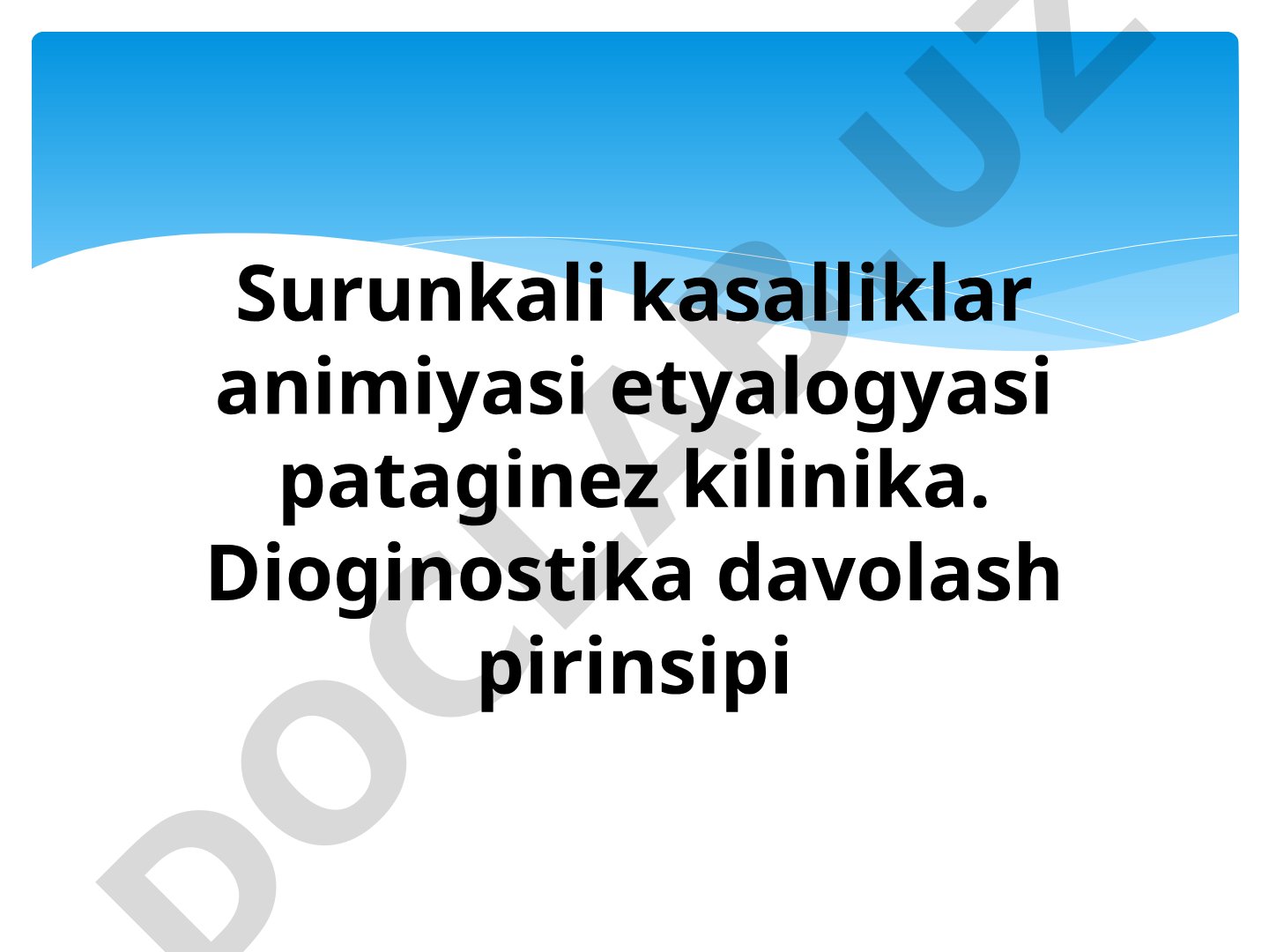 Surunkali kasallik anemiyasi: etiologiyasi, patogenezi, klinikasi, diagnostikasi va davolash prinsiplari