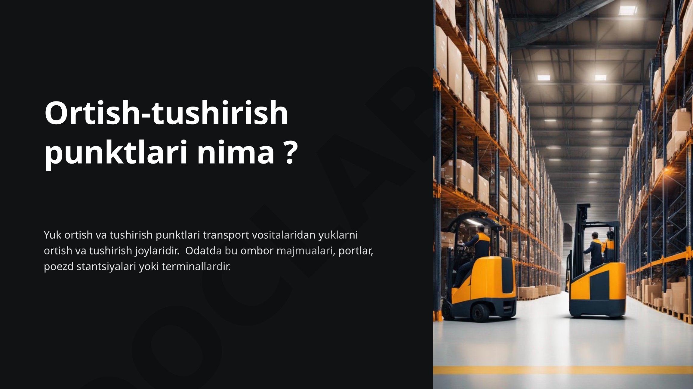 Ortish-tushirish punktlari va ularning logistikadagi ahamiyati