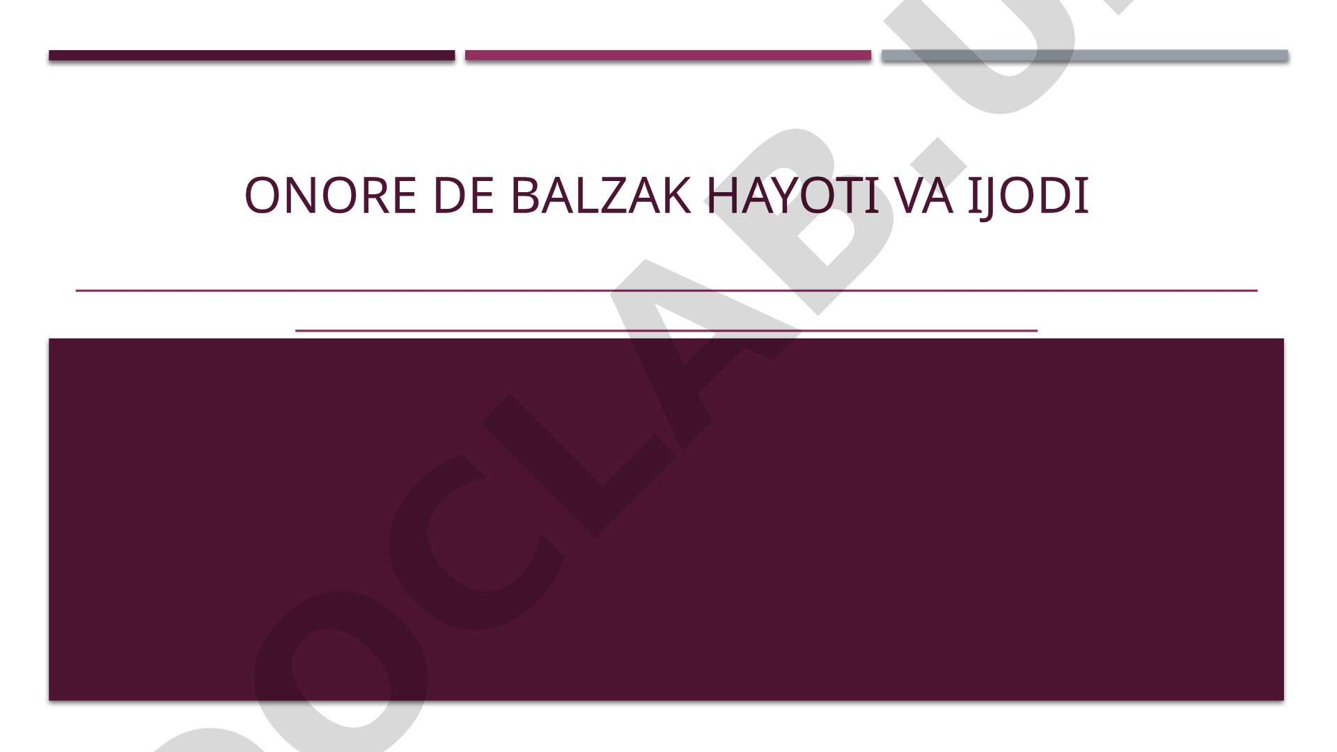 Onore de Balzak hayoti va ijodi