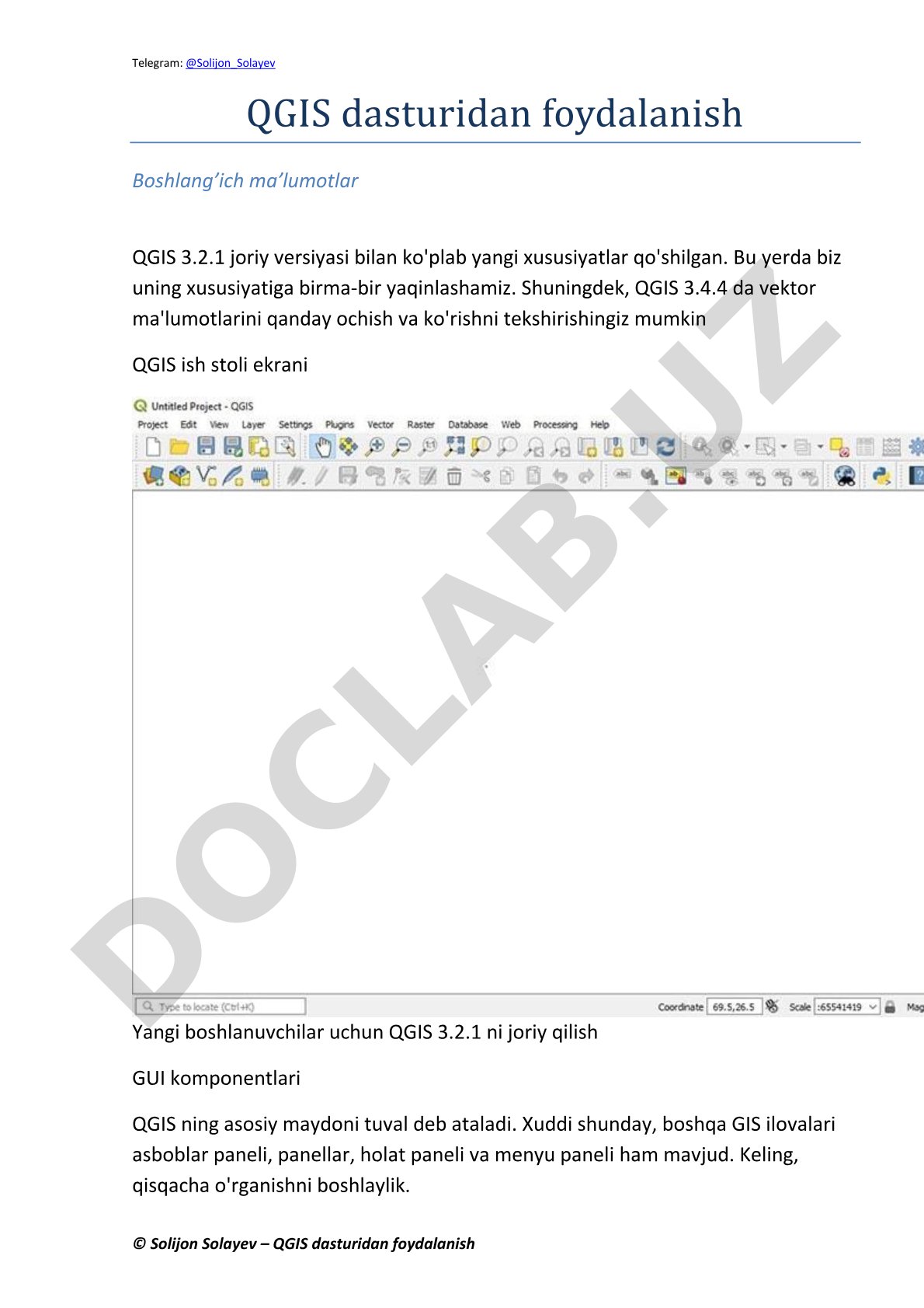 QGIS dasturidan foydalanish
