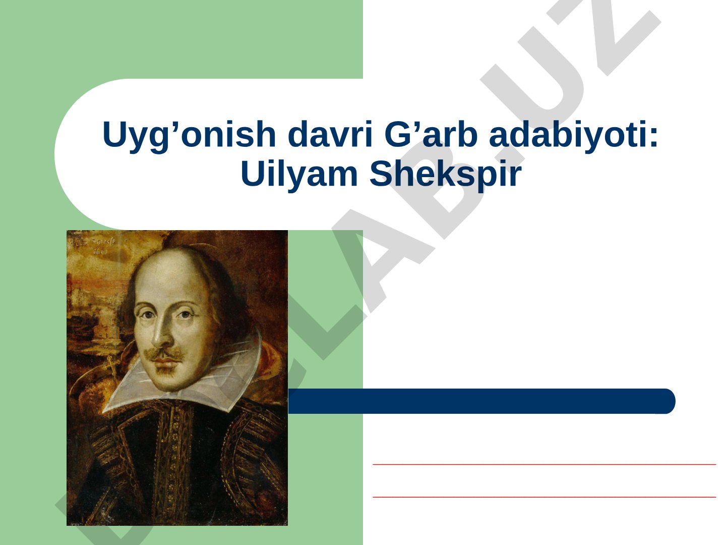 Uyg'onish davri G'arb adabiyoti: Uilyam Shekspir