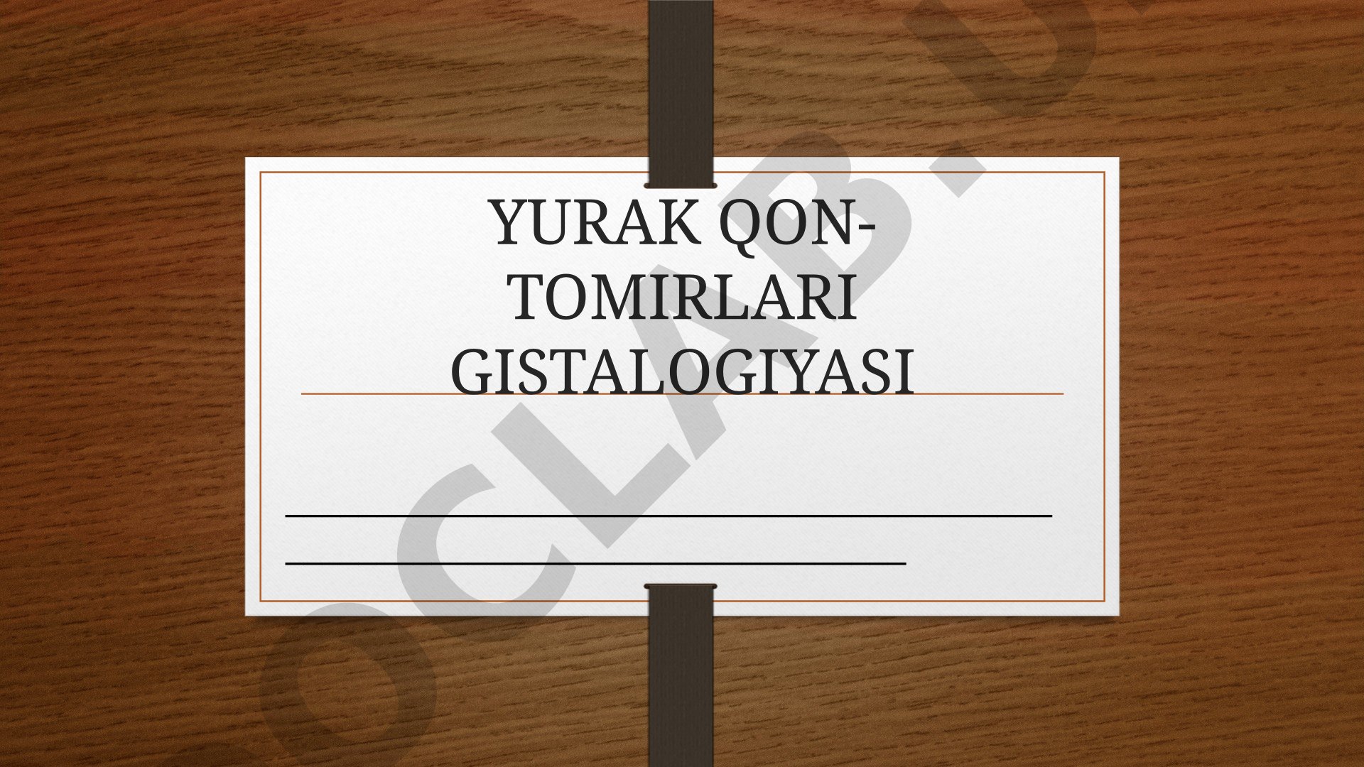 Yurak qon-tomirlari gistalogiyasi