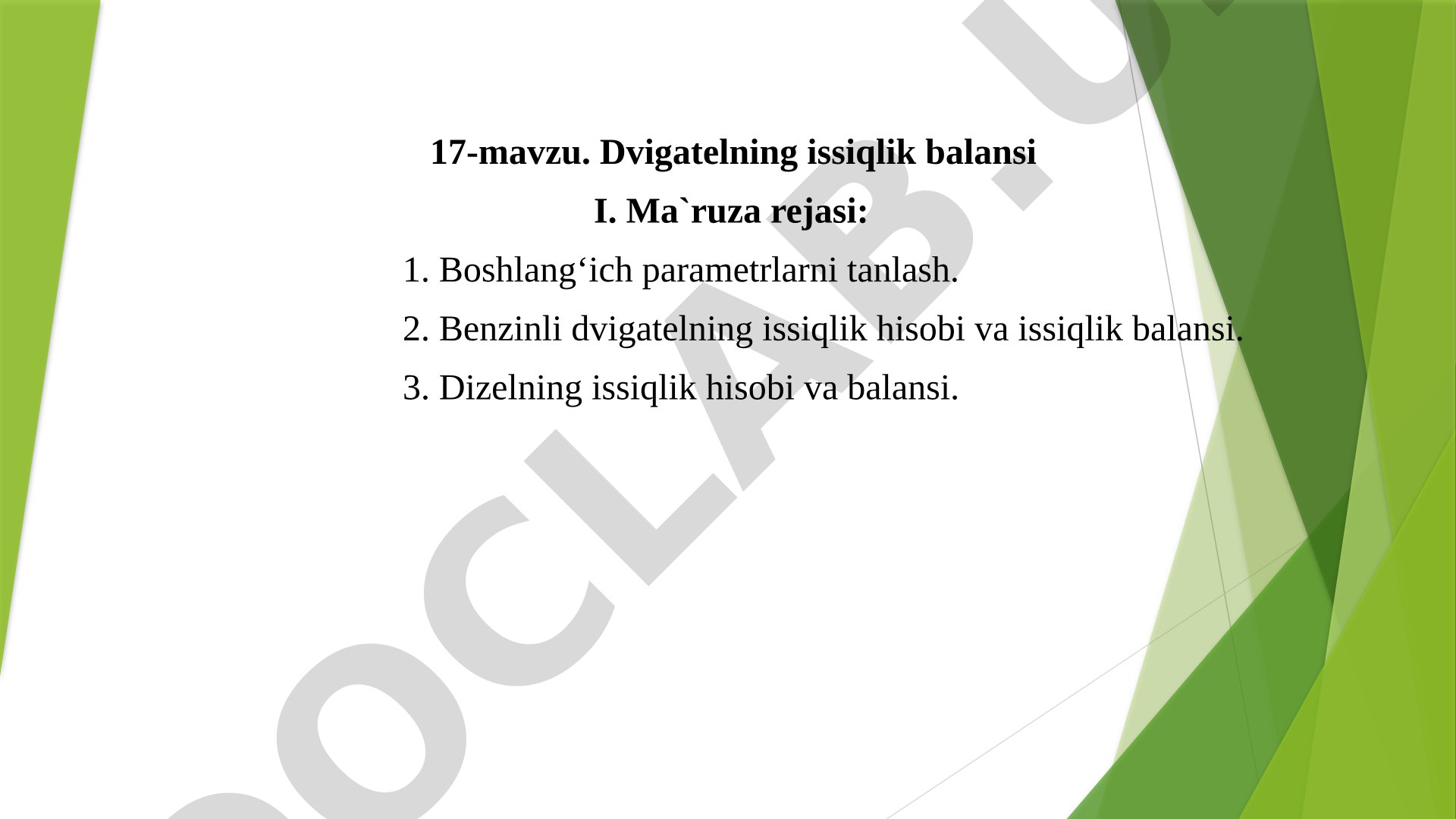 Dvigatelning issiqlik balansi