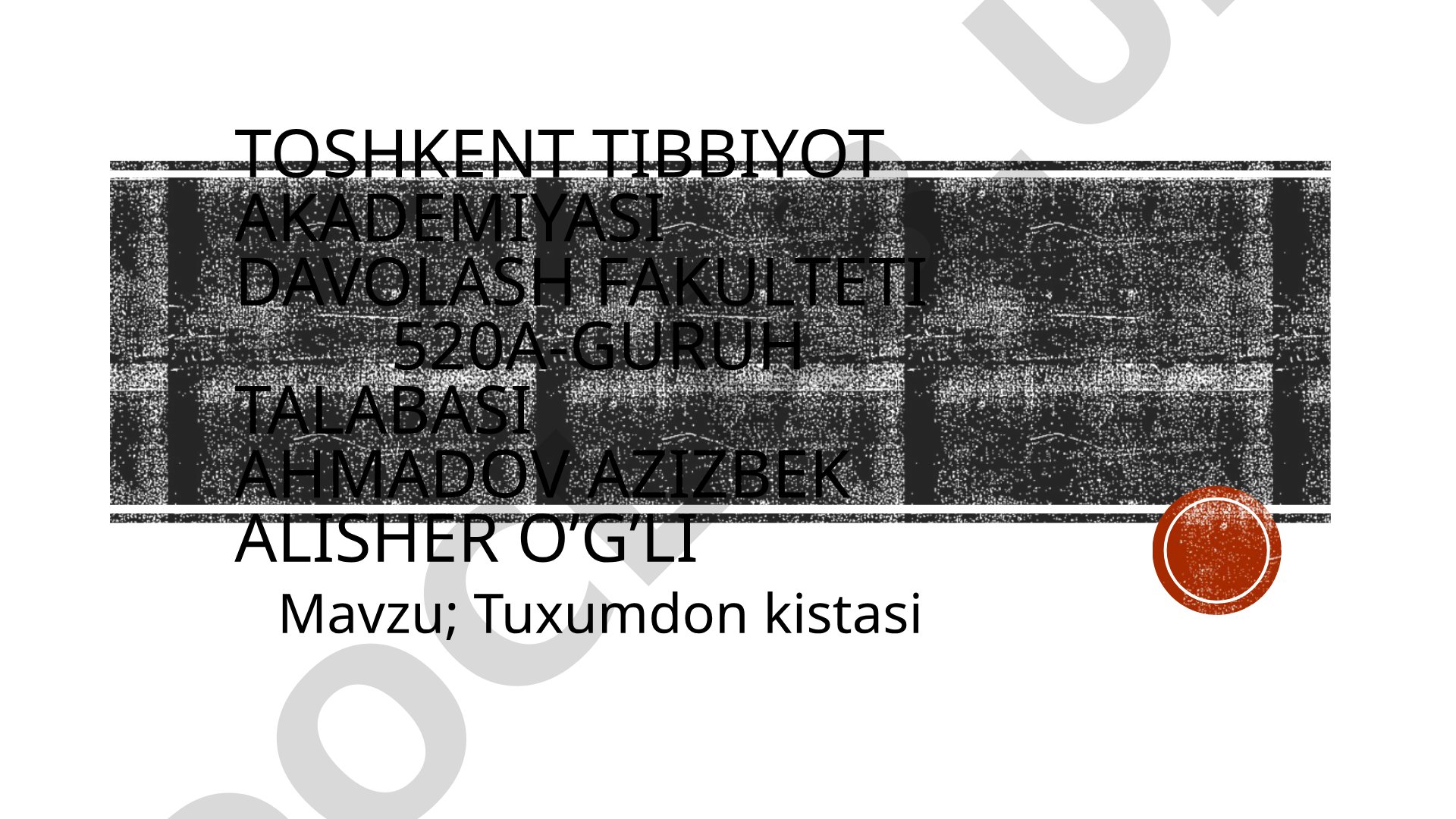Tuxumdon kistasi