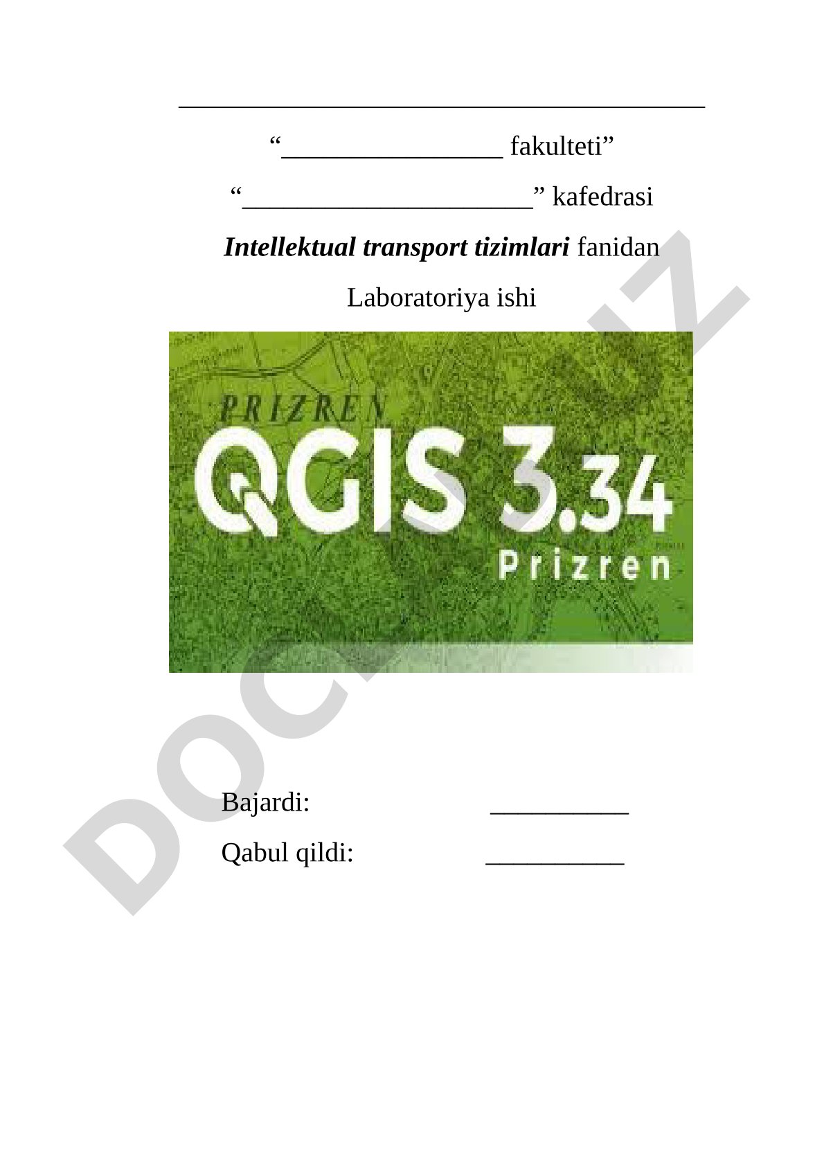 QGIS dasturini ishga tushirish