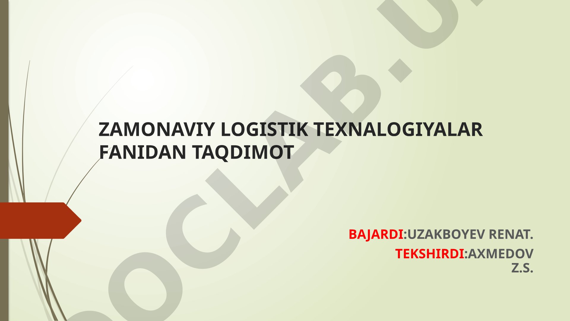 Avtomobillarga servis xizmat ko'rsatish jarayonini logistik boshqarish