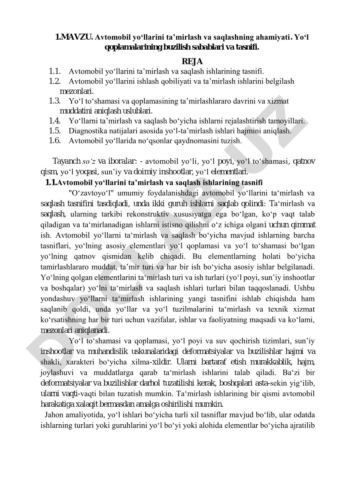 Avtomobil yo‘llarini ta’mirlash va saqlashning ahamiyati