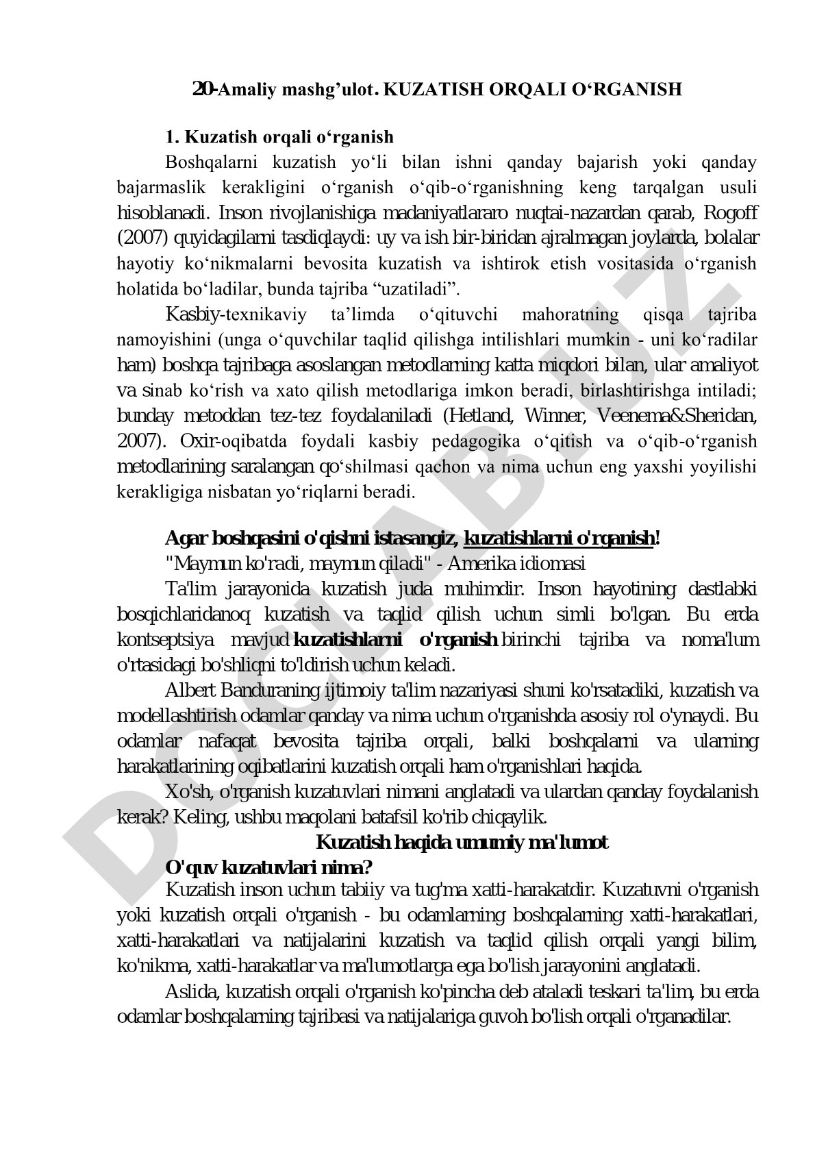 Kuzatish orqali o‘rganish