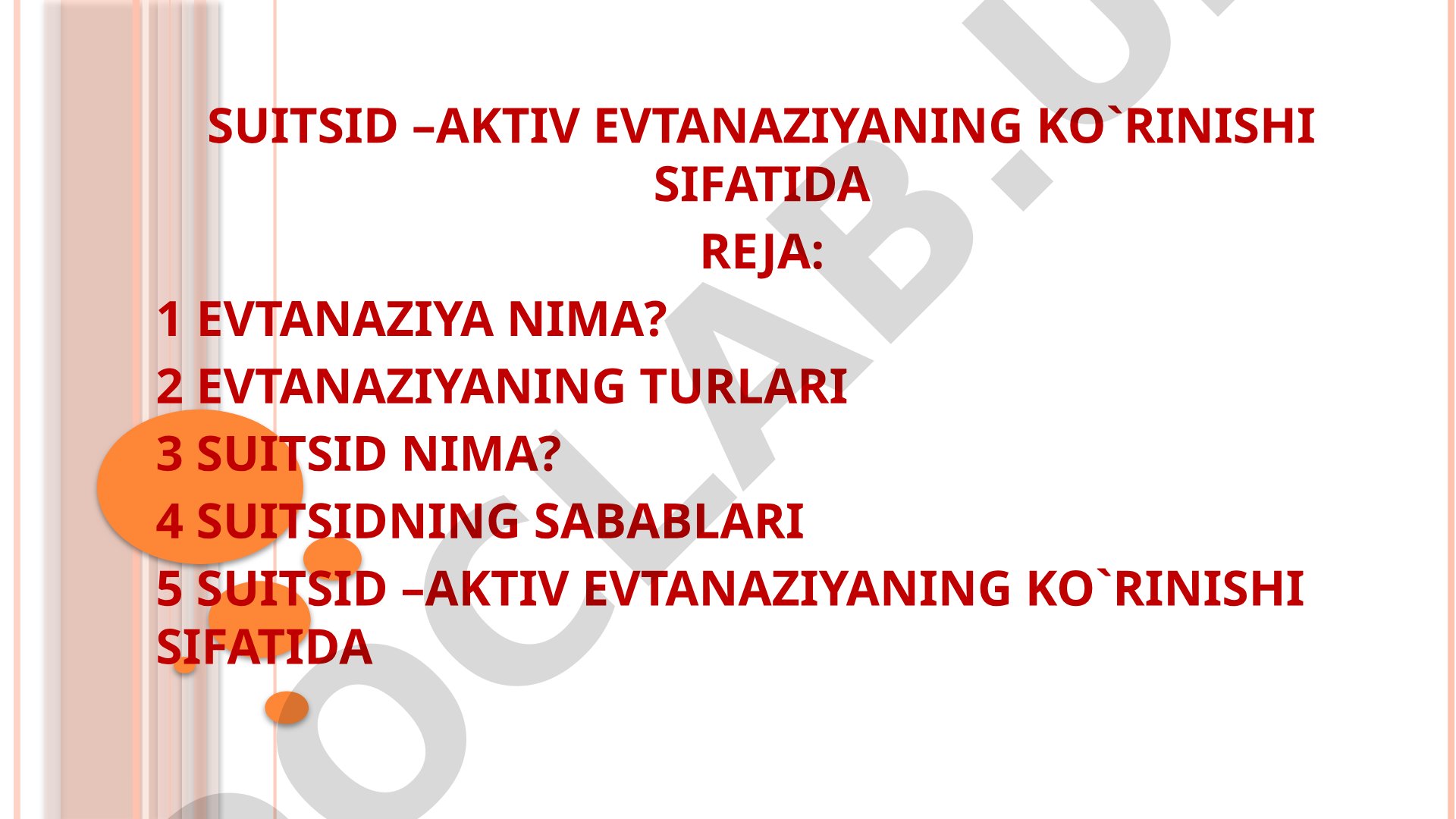 Suitsid – aktiv evtanaziyaning ko'rinishi sifatida