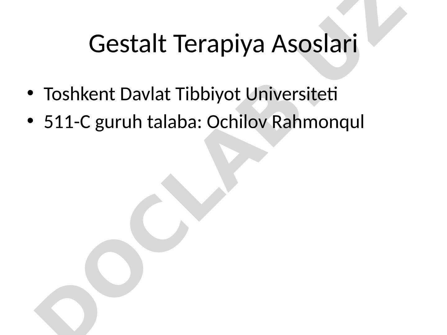 Gestalt Terapiya Asoslari