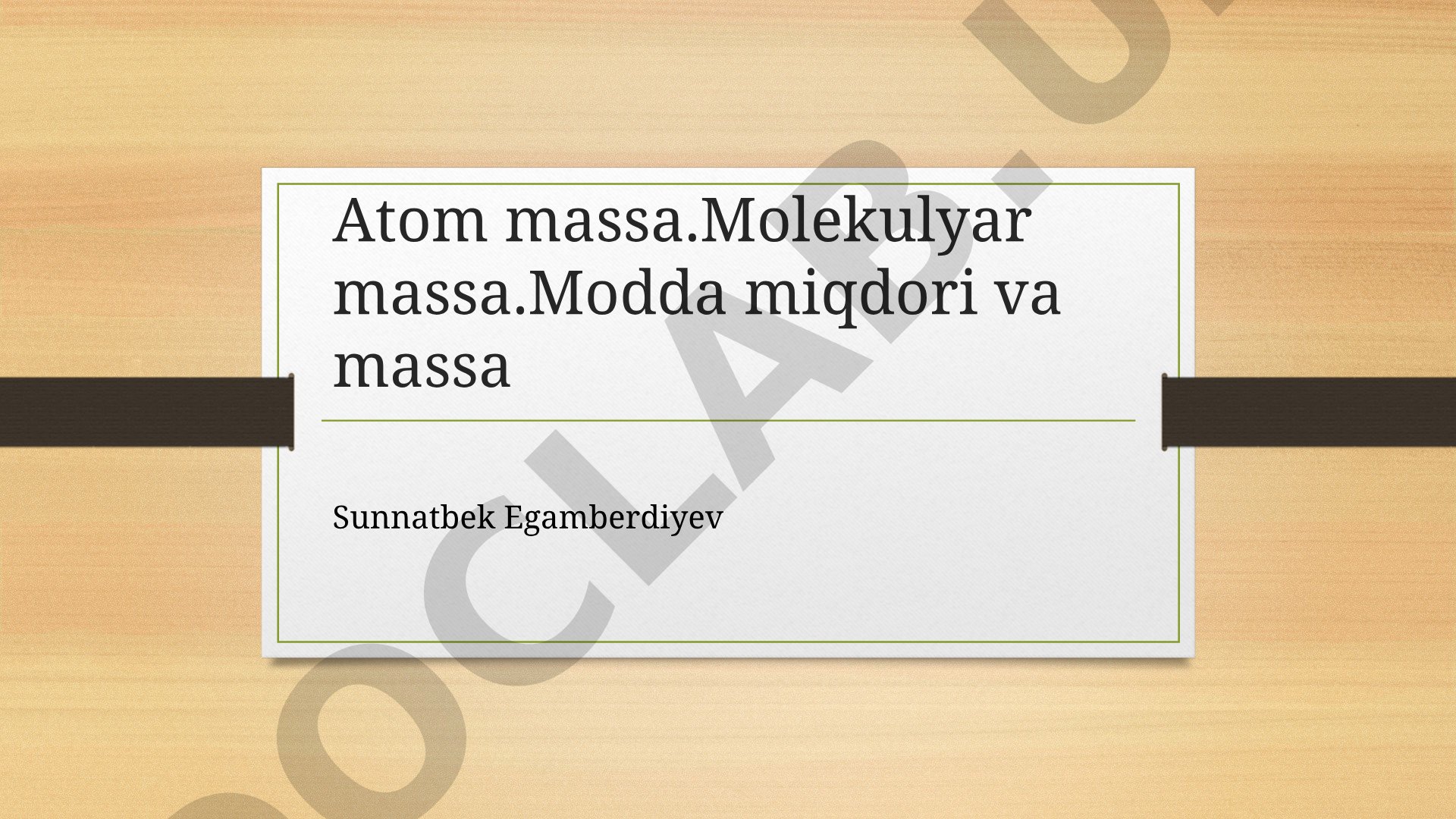 Atom massa, molekulyar massa, modda miqdori va massa