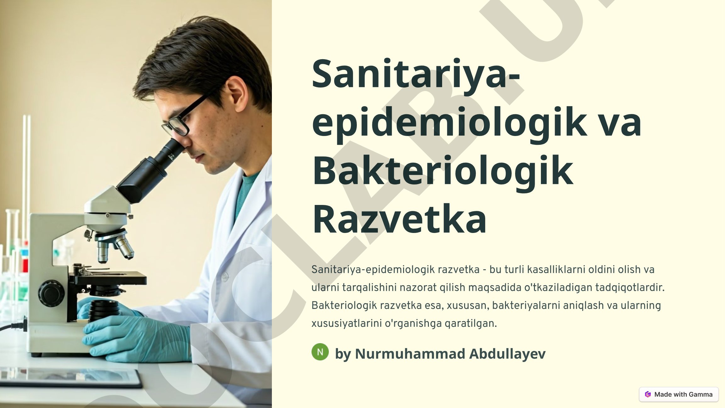 Sanitariya-epidemiologik va bakteriologik razvetka