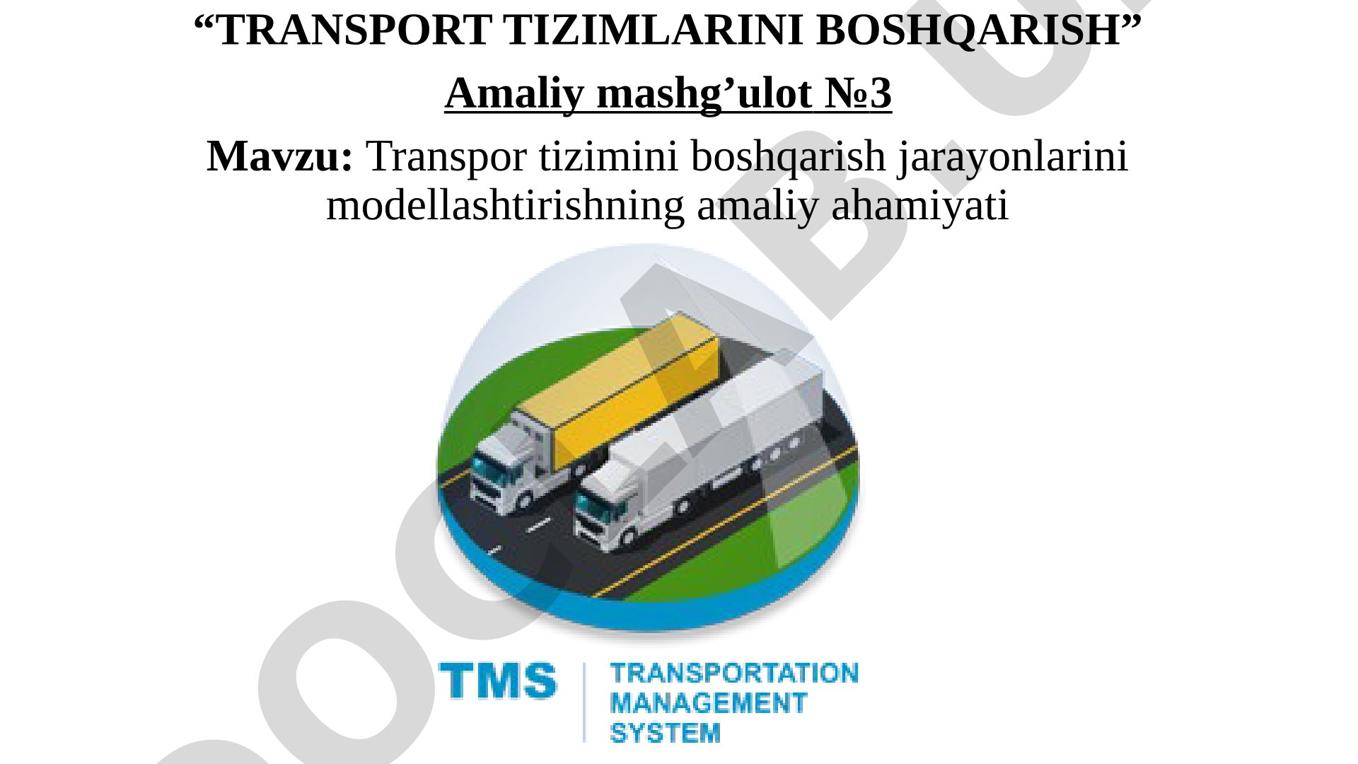 Transport tizimini boshqarish jarayonlarini modellashtirishning amaliy ahamiyati