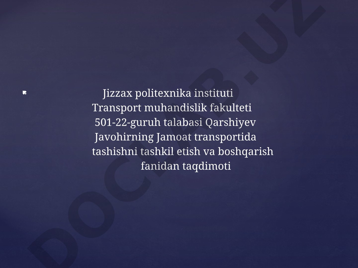 Jamoat transportida axborot texnologiyalari qo'llash
