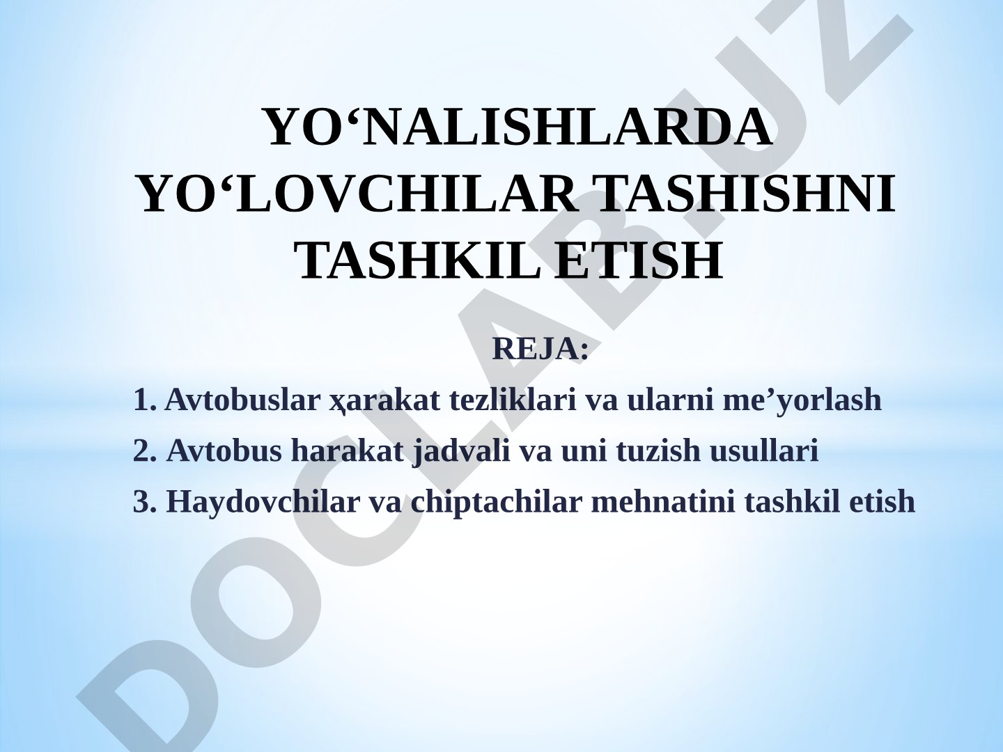Avtobuslar harakat tezliklari va ularni me’yorlash