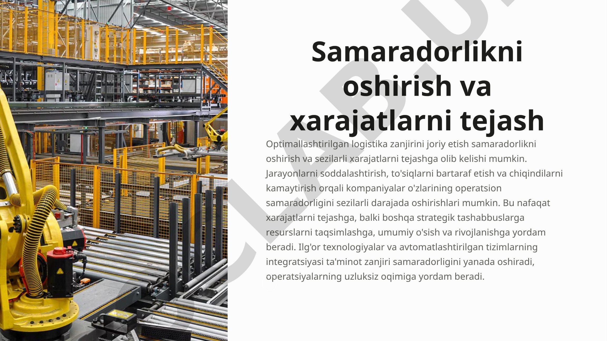Samaradorlikni oshirish va xarajatlarni tejash