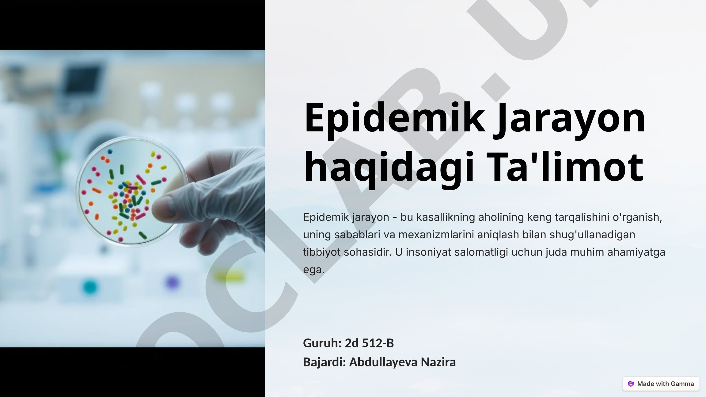 Epidemik jarayon haqidagi ta'limot
