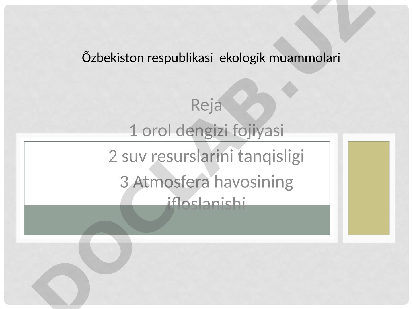 O'zbekiston respublikasi ekologik muammolari
