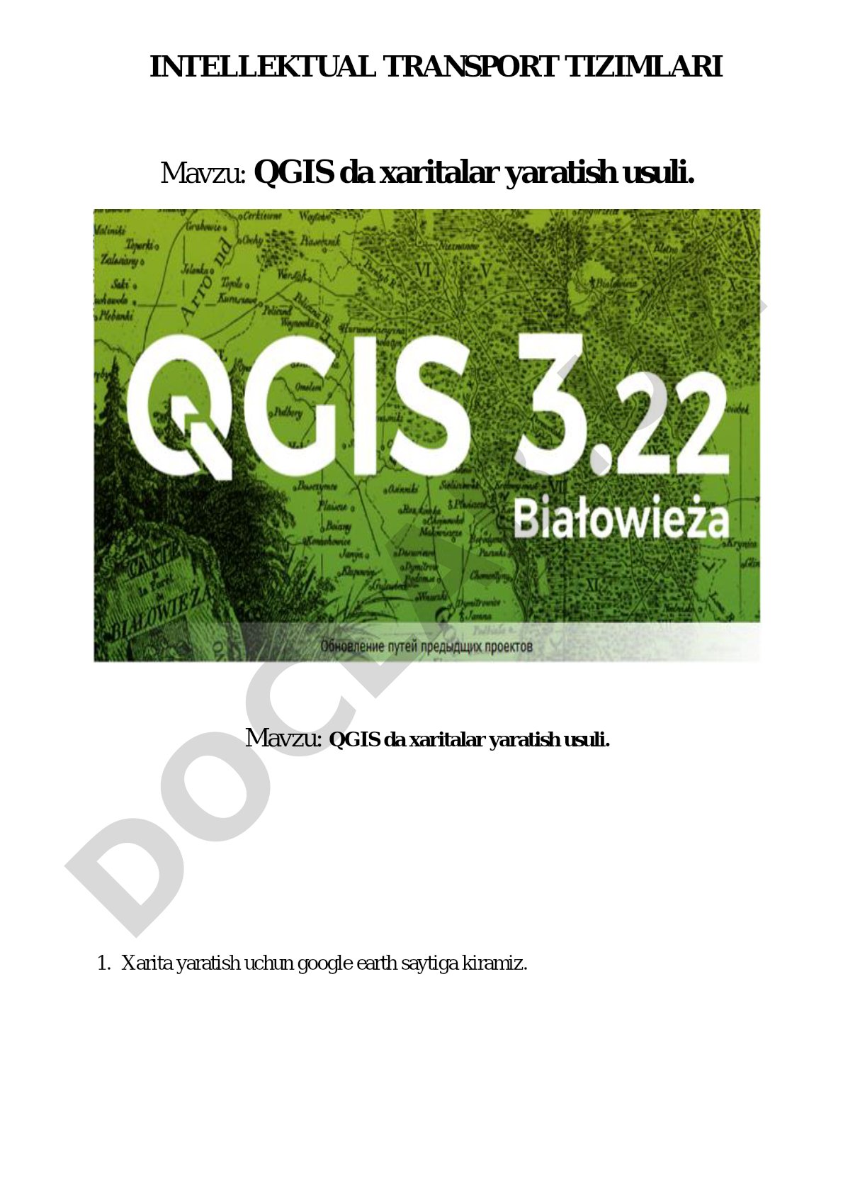 QGIS da xaritalar yaratish usuli