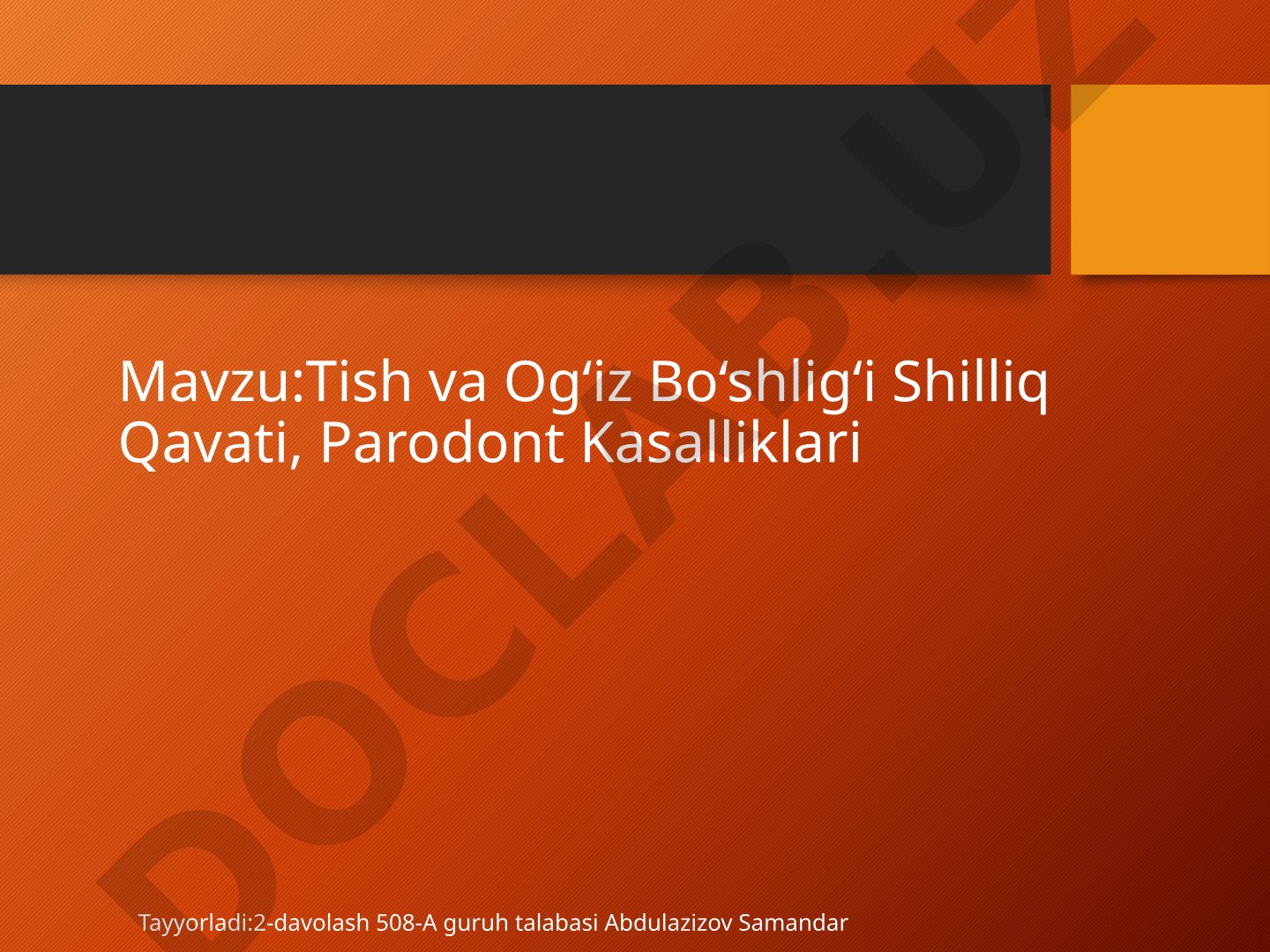Tish va Og‘iz Bo‘shlig‘i Shilliq Qavati, Parodont Kasalliklari