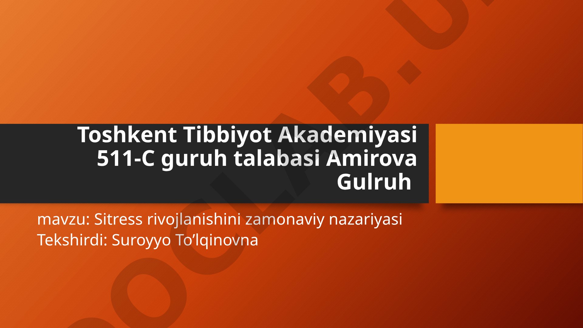 Stress rivojlanishini zamonaviy nazariyasi