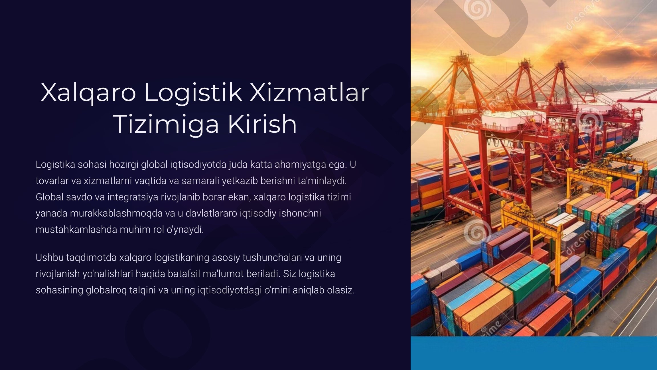Xalqaro Logistik Xizmatlar Tizimiga Kirish
