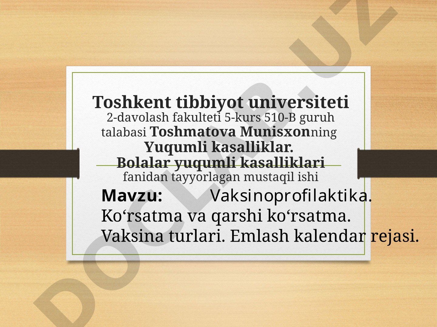Vaksinoprofilaktika. Ko‘rsatma va qarshi ko‘rsatma. Vaksina turlari. Emlash kalendar rejasi