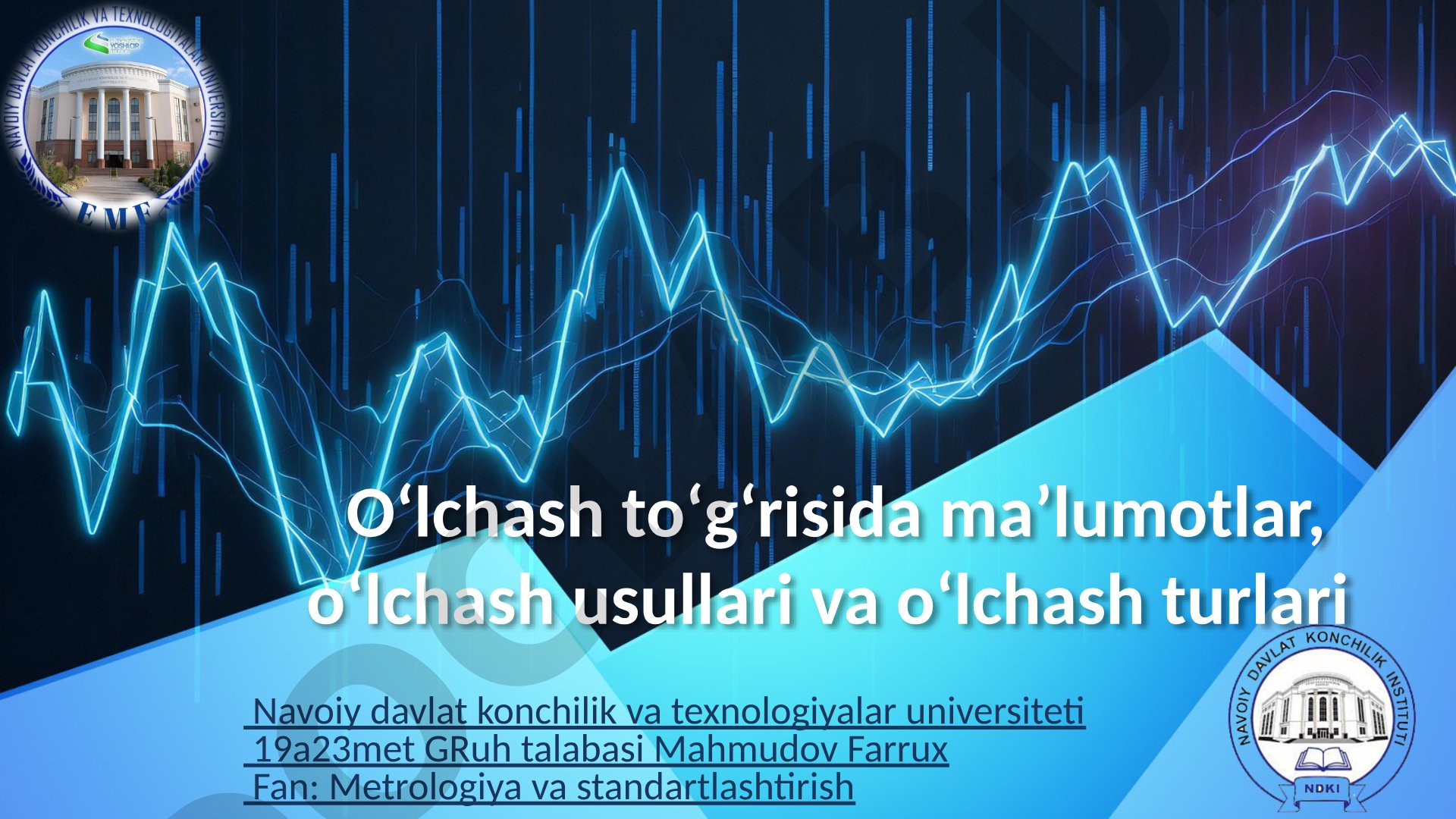 O'lchash to'g'risida ma'lumotlar, o'lchash usullari va o'lchash turlari