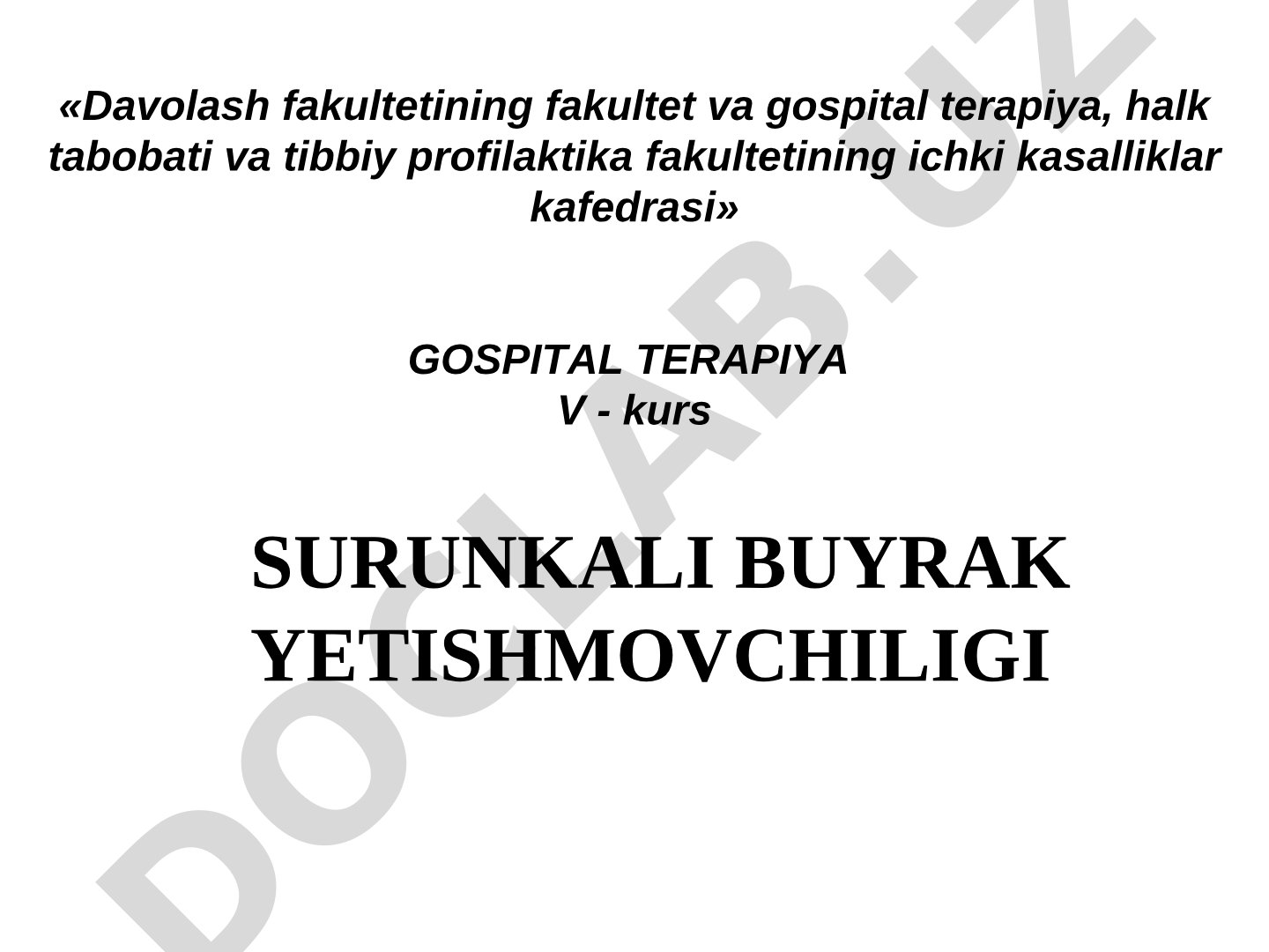 Surunkali buyrak yetishmovchiligi