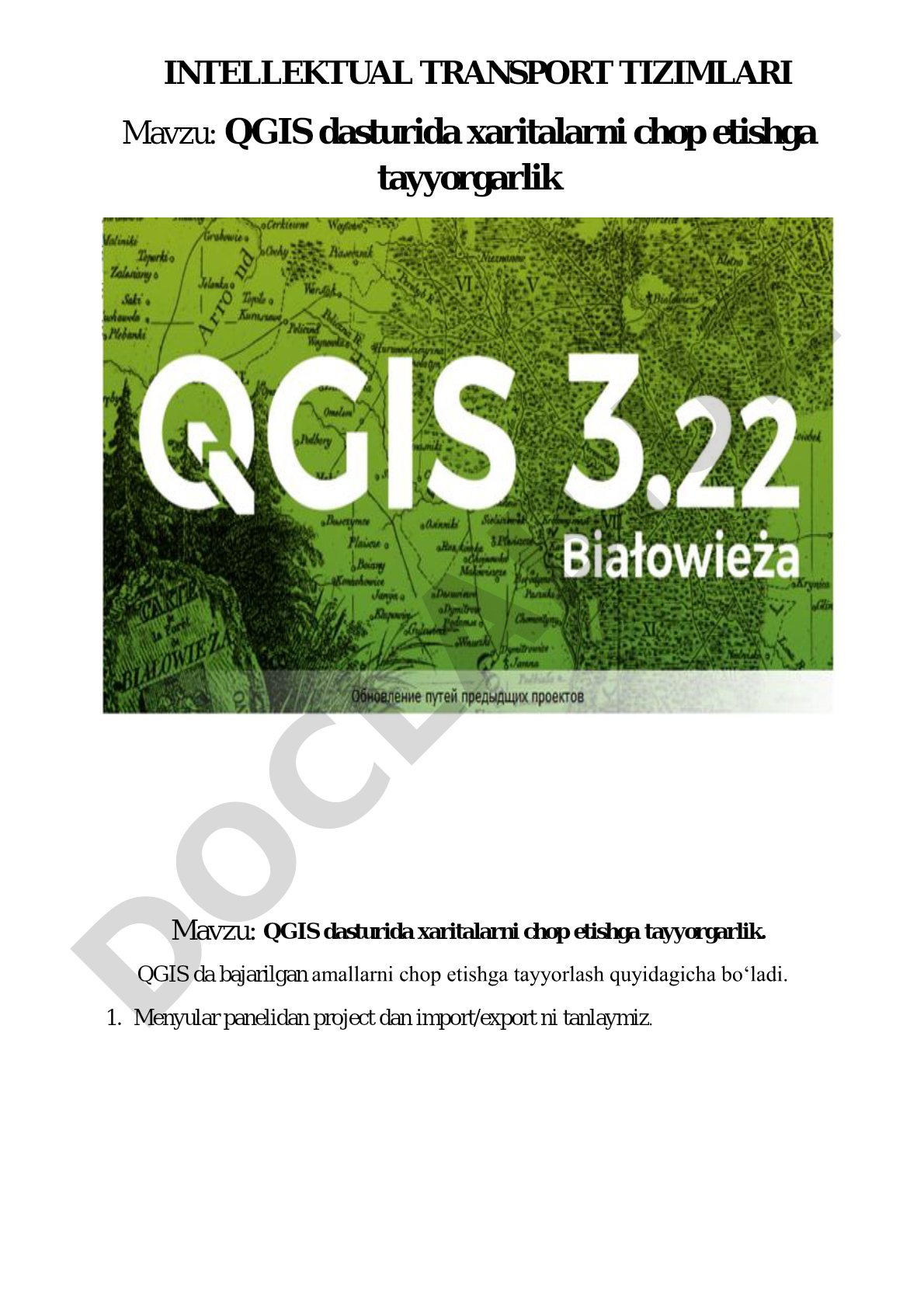 QGIS dasturida xaritalarni chop etishga tayyorgarlik