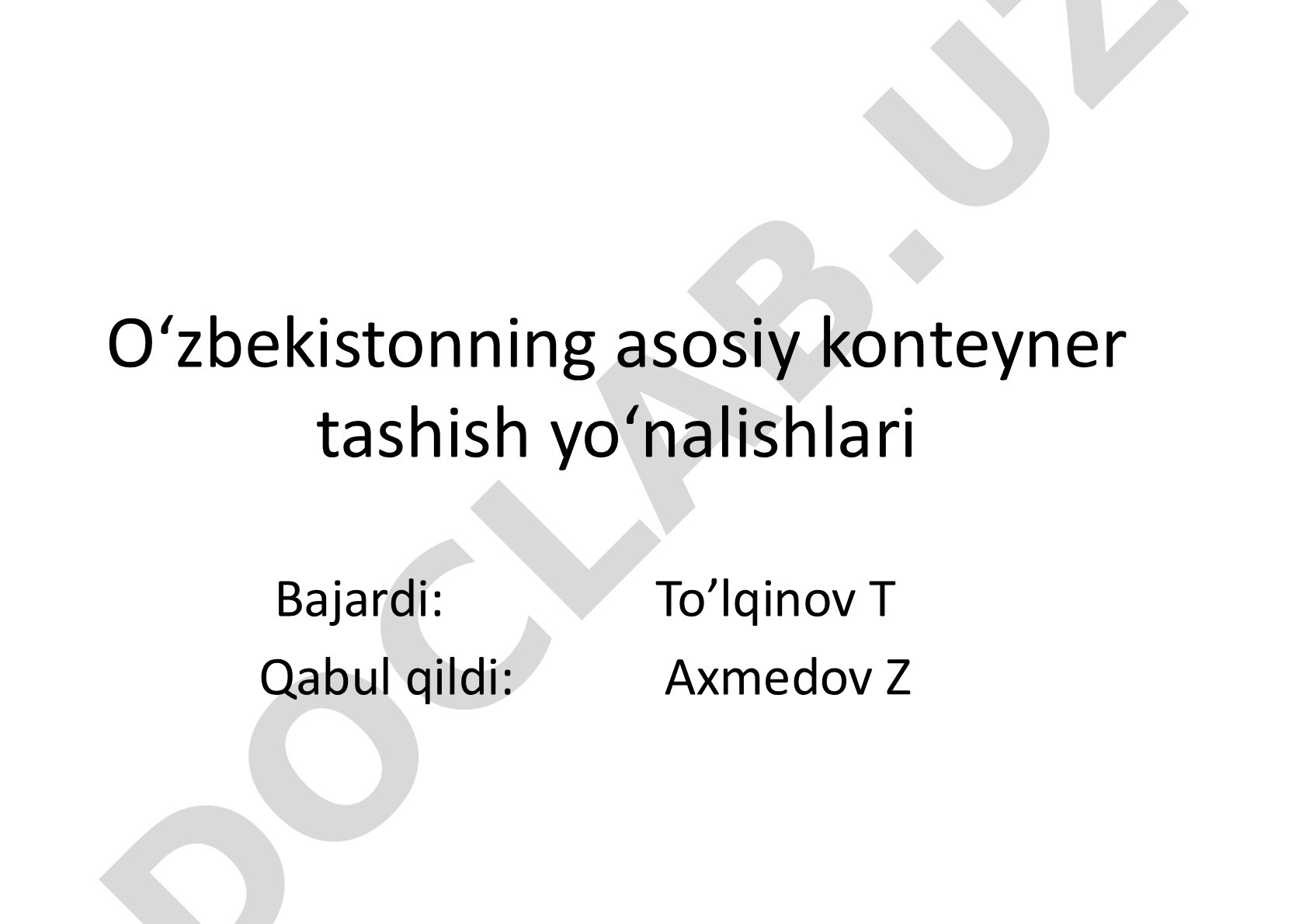 Oʻzbekistonning asosiy konteyner tashish yoʻnalishlari