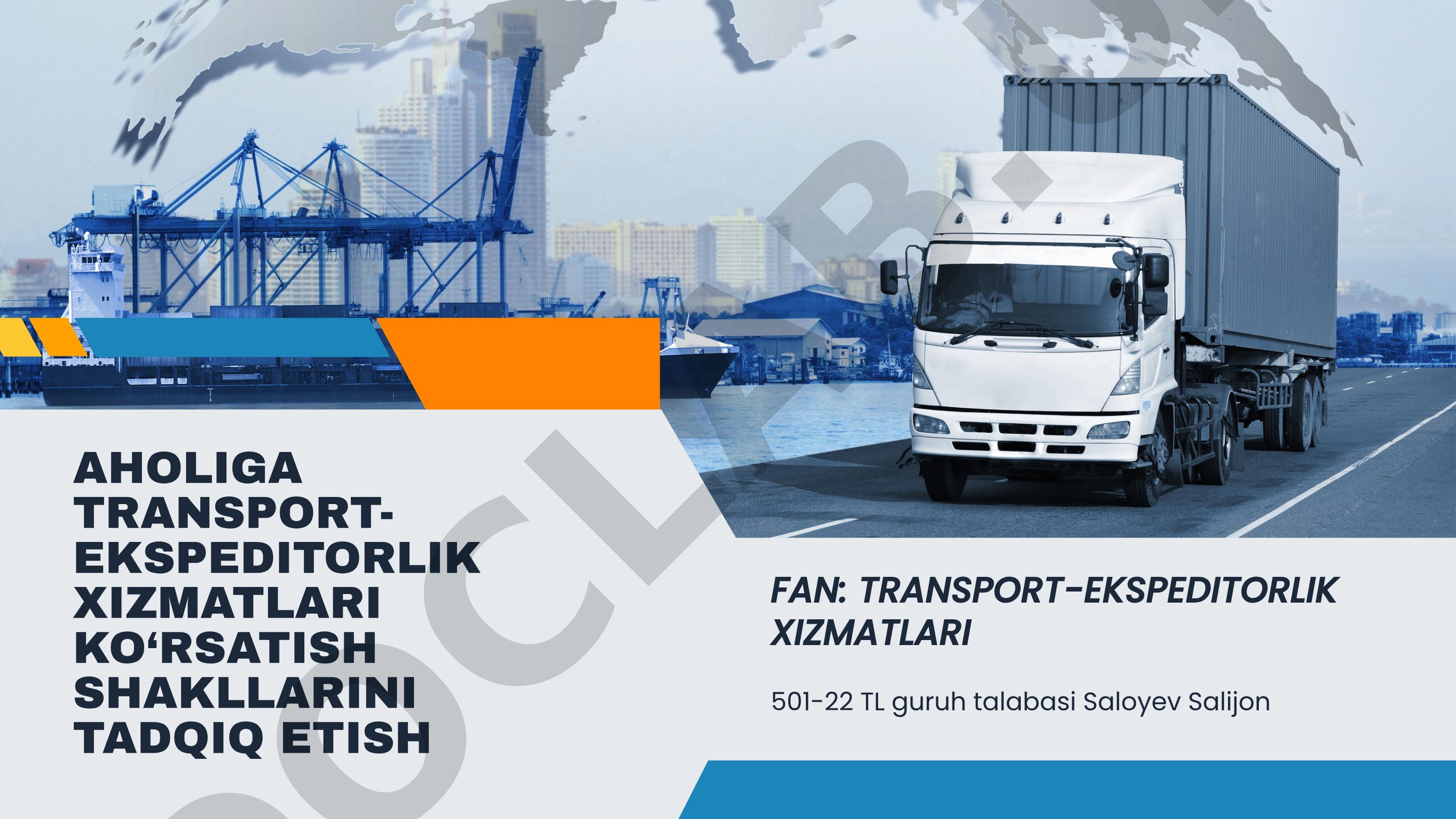 Aholiga transport-ekspeditorlik xizmatlari ko‘rsatish shakllarini tadqiq etish