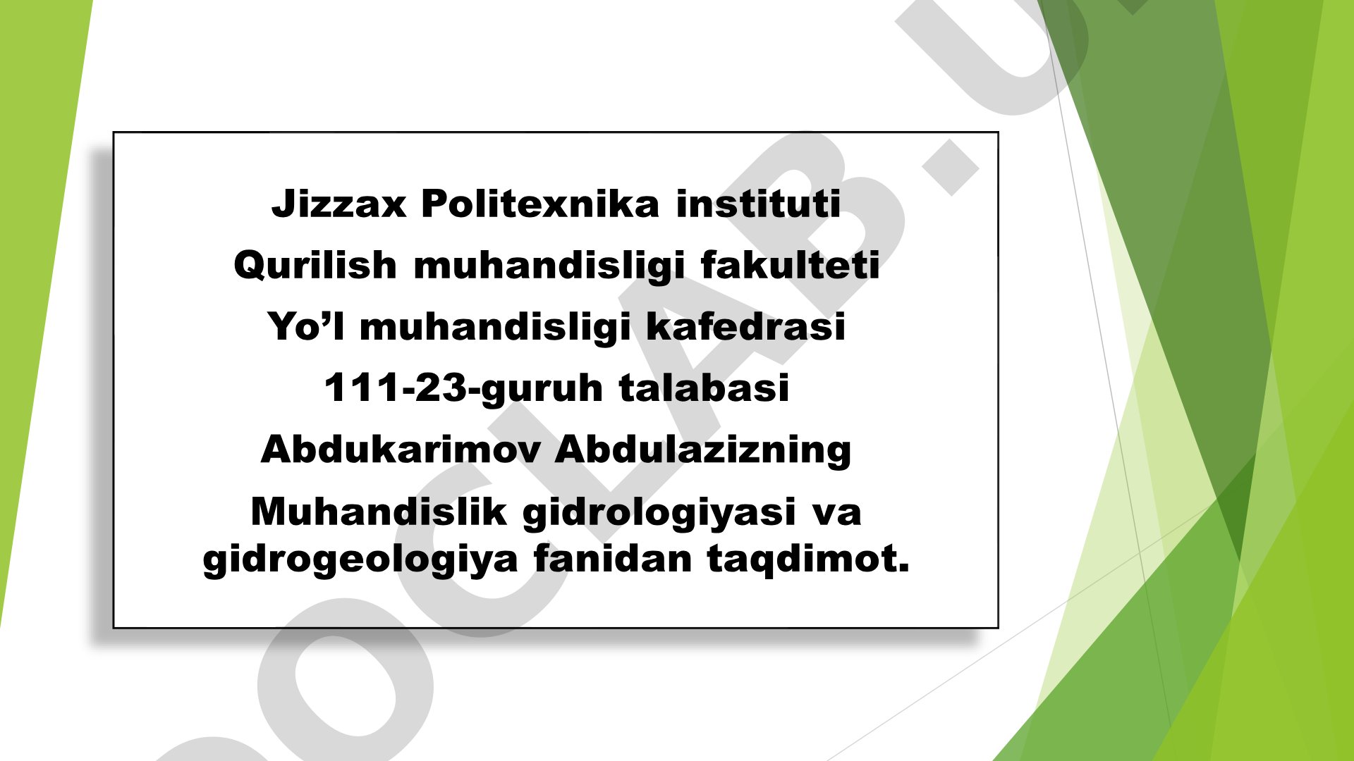 Muhandislik gidrologiyasi va gidrogeologiyasi fanining vazifalari va ahamiyati