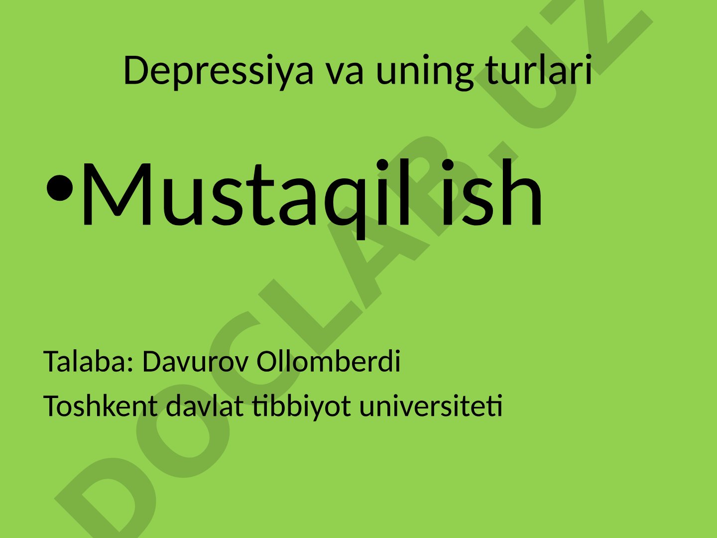 Depressiya va uning turlari