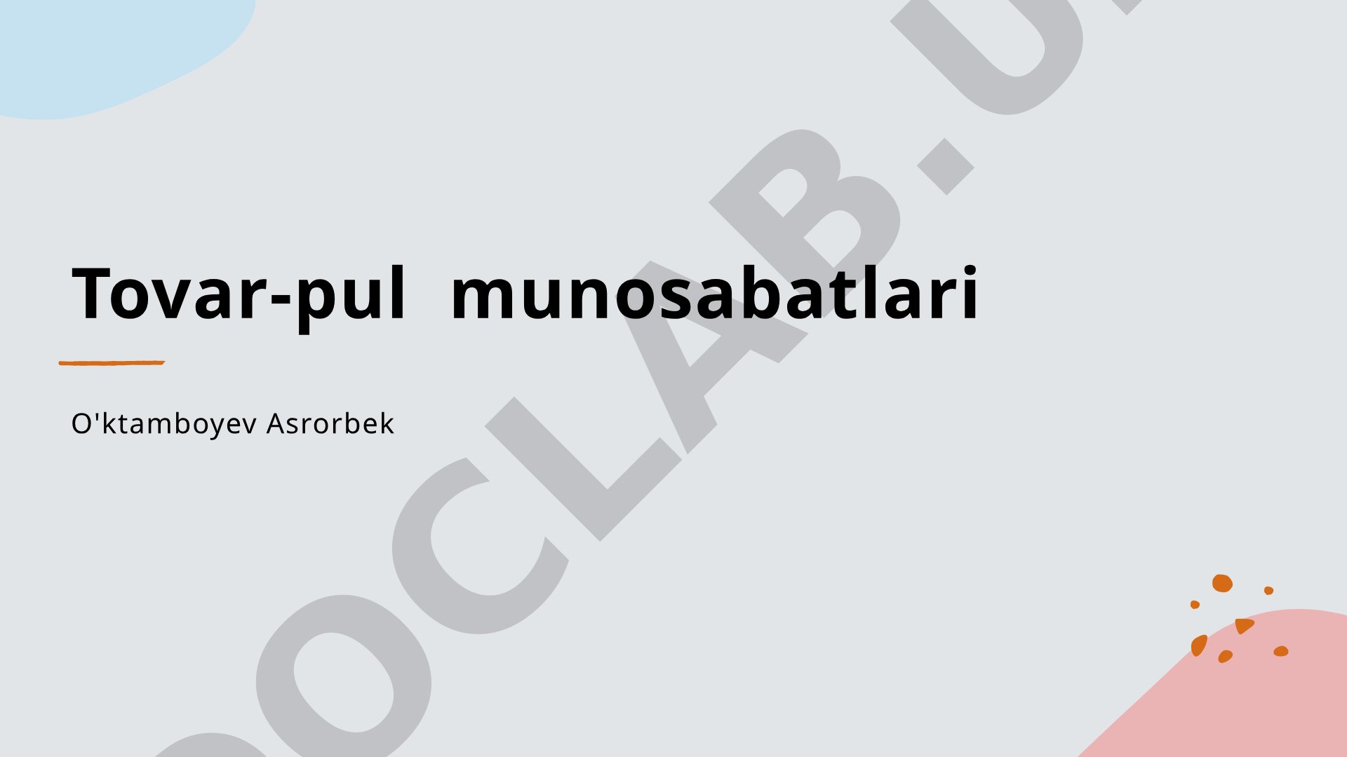 Tovar-pul munosabatlari