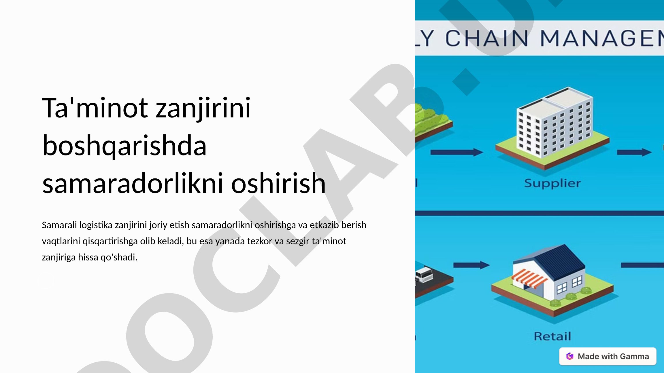 Ta'minot zanjirini boshqarishda samaradorlikni oshirish