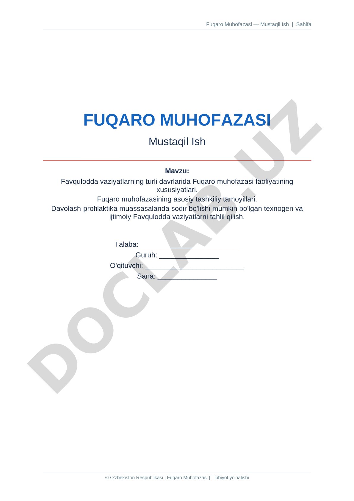 Favqulodda vaziyatlarning turli davrlarida Fuqaro muhofazasi faoliyatining xususiyatlari