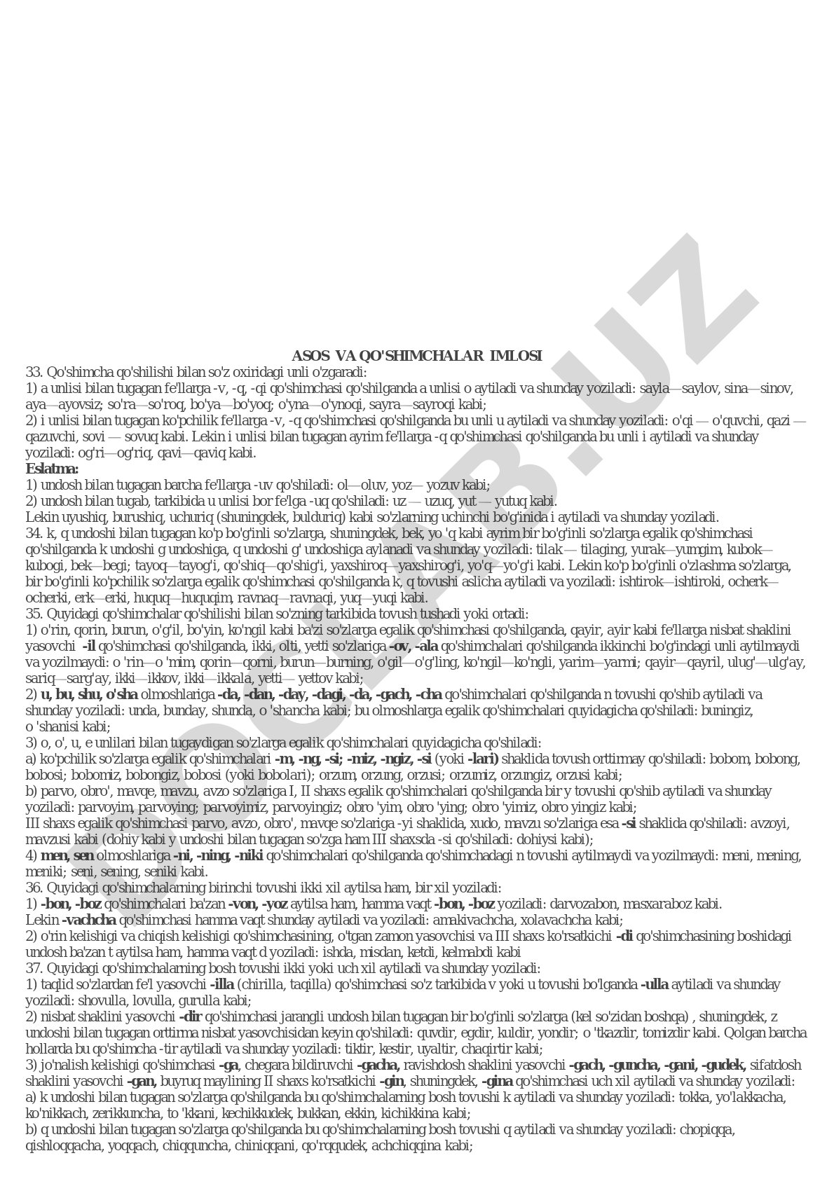 Asos va qo'shimchalar imlosi