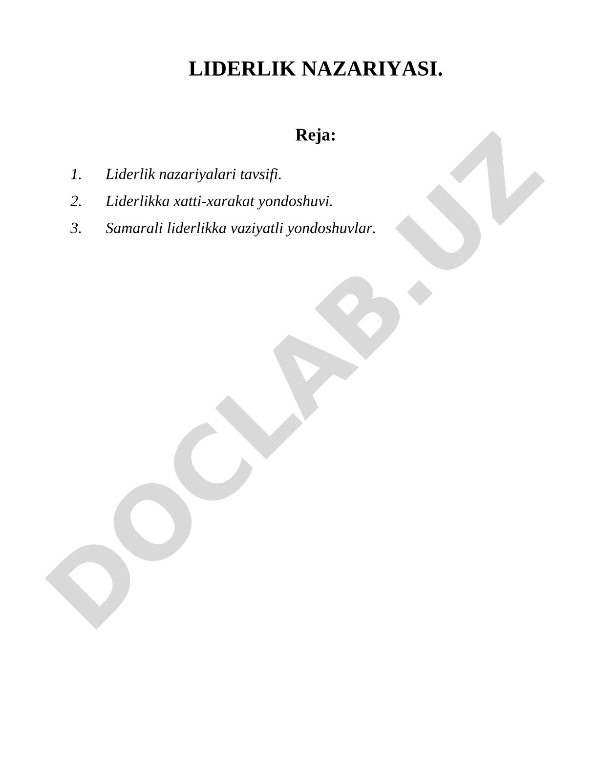 Liderlik nazariyasi
