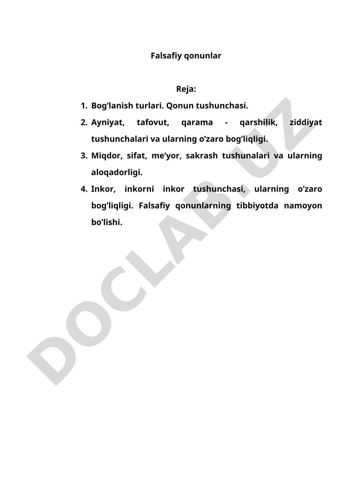 Falsafiy qonunlar va ularning tibbiyotda namoyon bo'lishi
