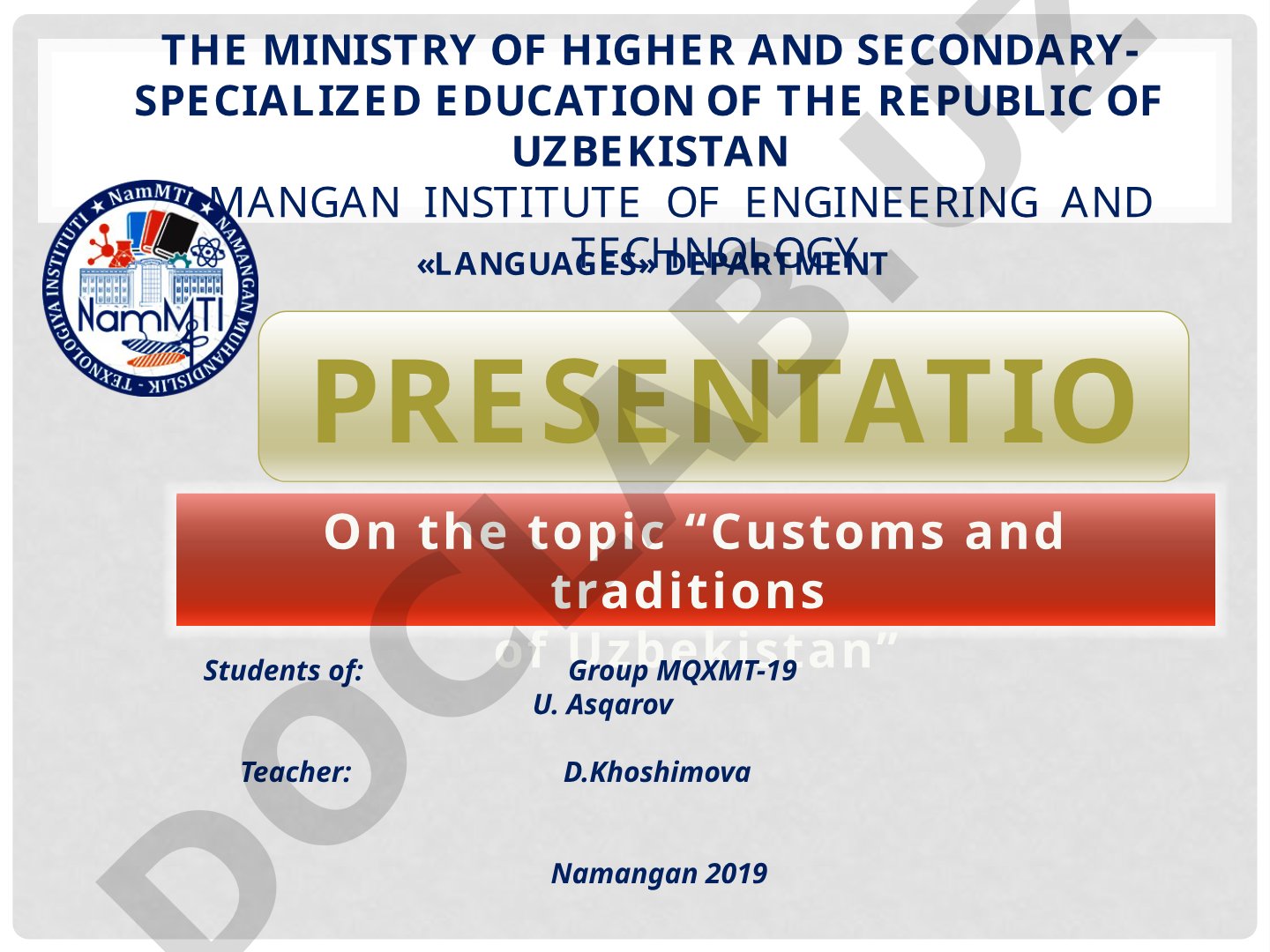 Customs and traditions of Uzbekistan