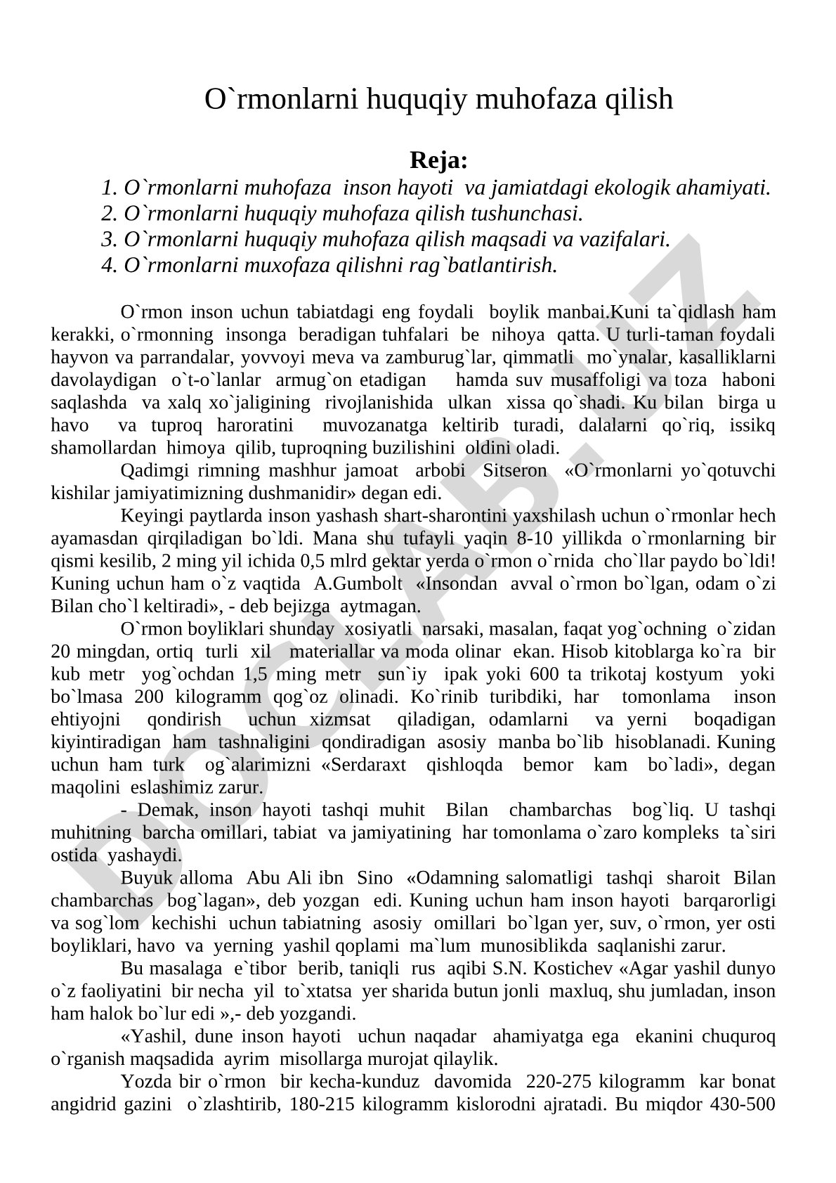 O'rmonlarni huquqiy muhofaza qilish