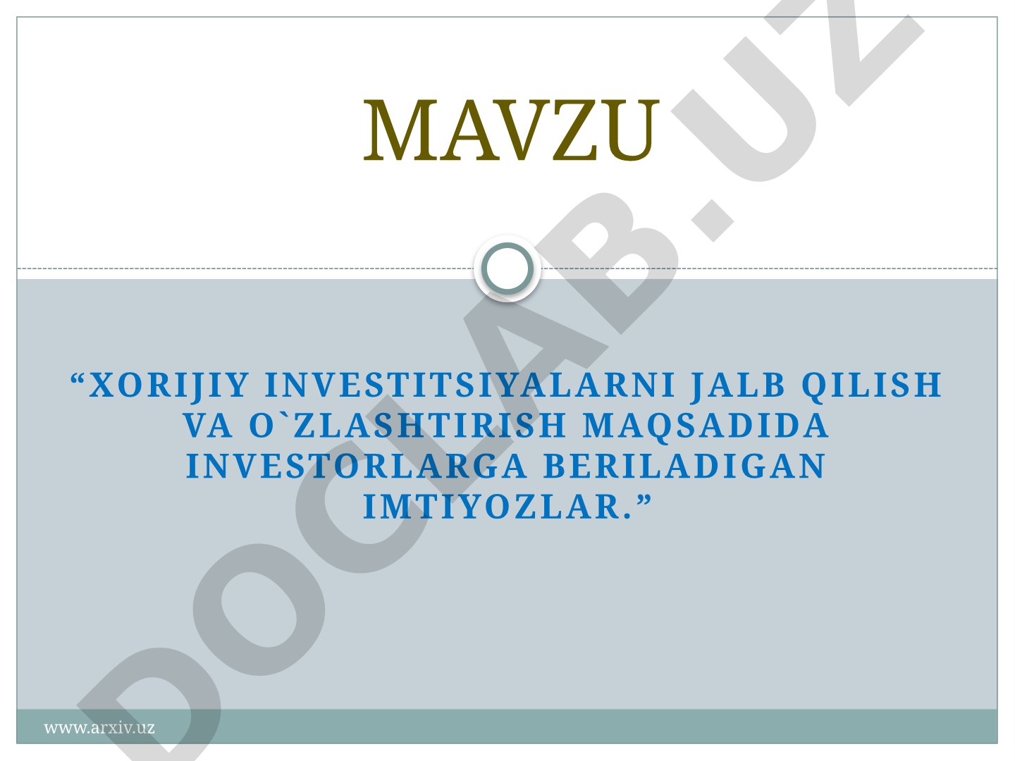 Xorijiy investitsiyalarni jalb qilish va o'zlashtirish maqsadida investorlarga beriladigan imtiyozlar