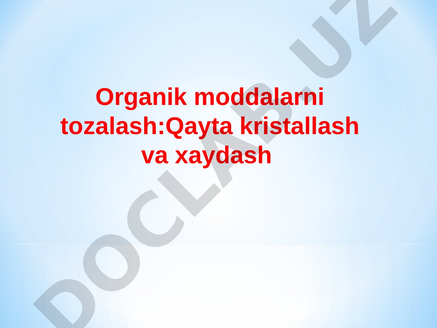 Organik moddalarni tozalash: qayta kristallash va haydash