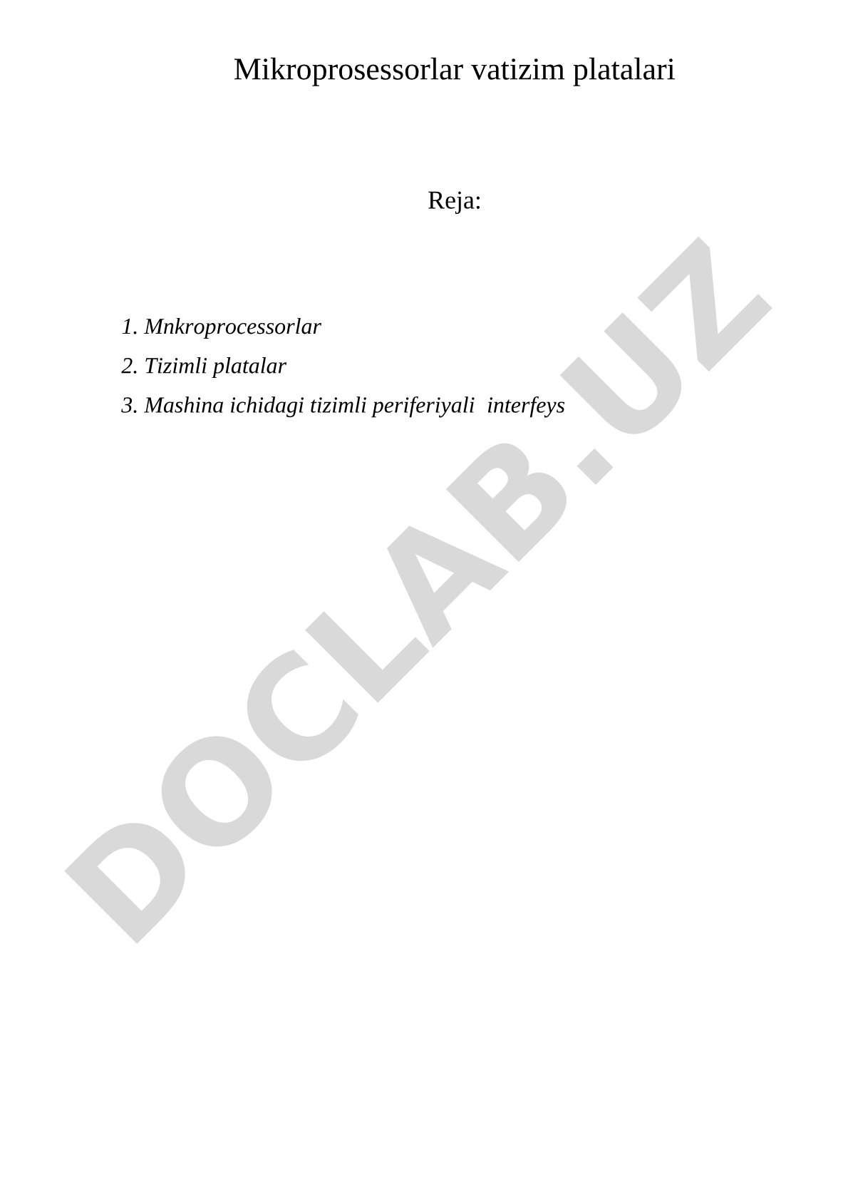 Mikroprosessorlar va tizim platalari